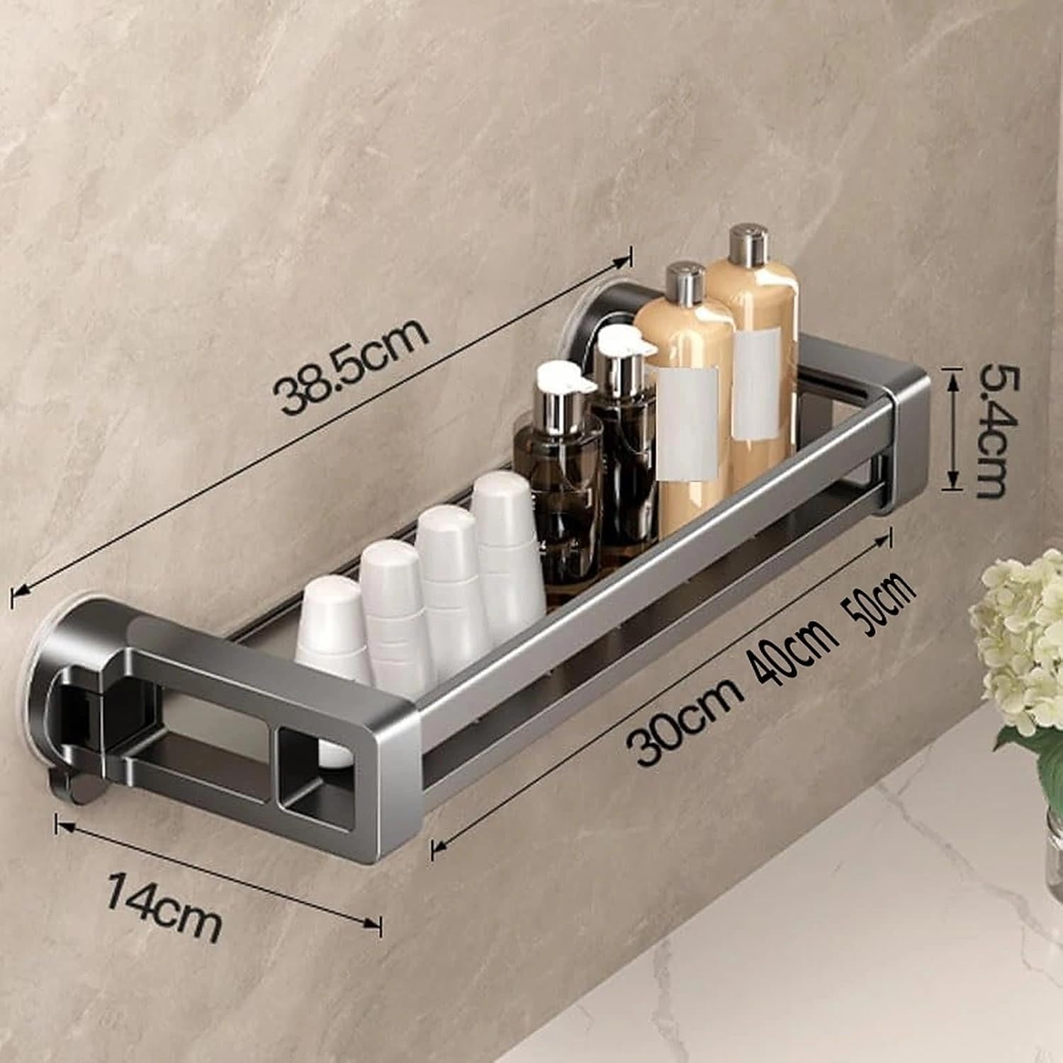 Concealed Suction Cup Shelf, No Drilling, Heavy Duty Wall-Mounted Organizer for Bathroom and Kitchen Storage(30cm)