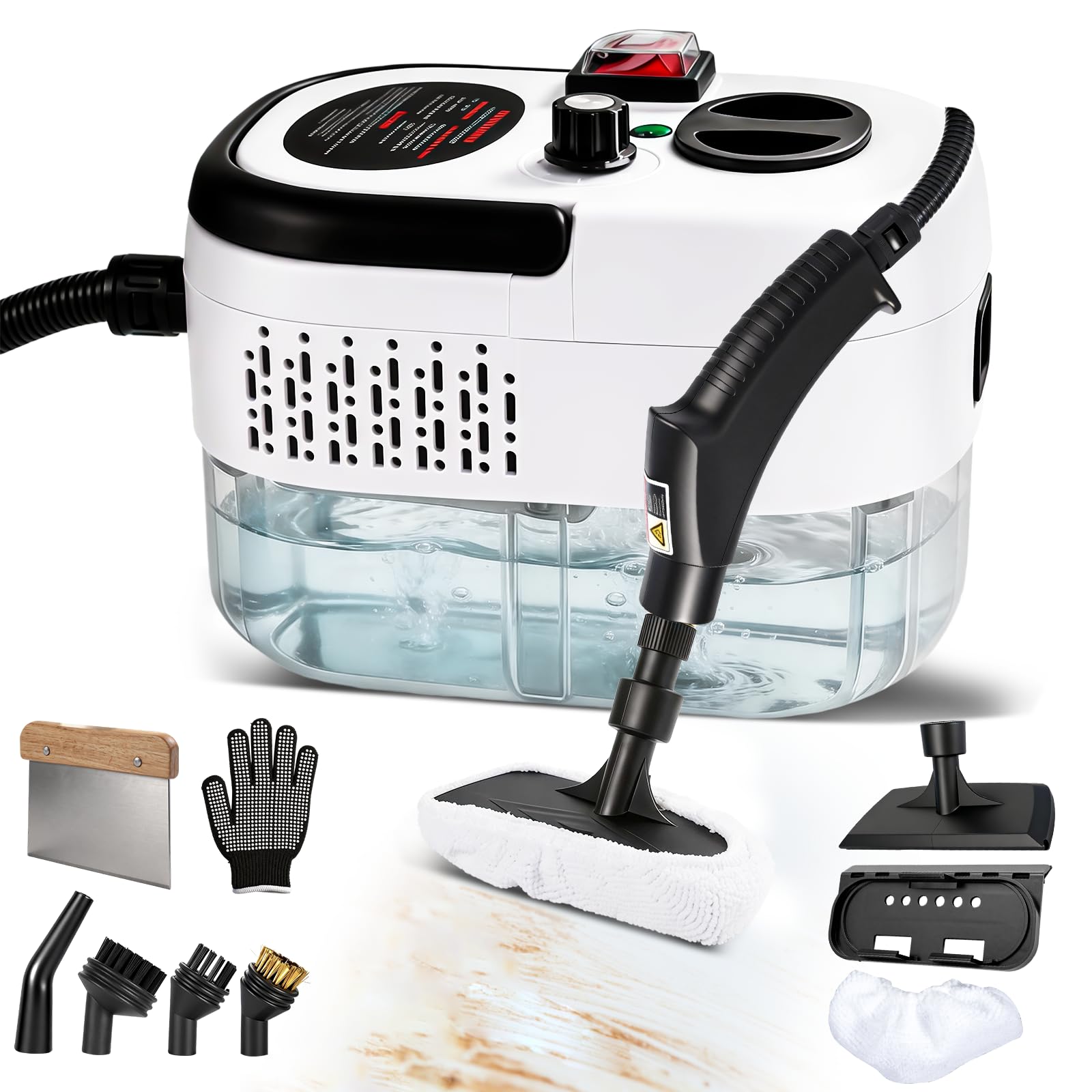 Neu 3-Stufig Einstellbarer Dampfreiniger Handgerät für Alles Haushalt Und Auto, 11s Aufheizzeit, 3bar Steam Cleaner, 1,2l Tank Handdampfreiniger für Autos, Haushalt, Küche, Fenstern,Boden