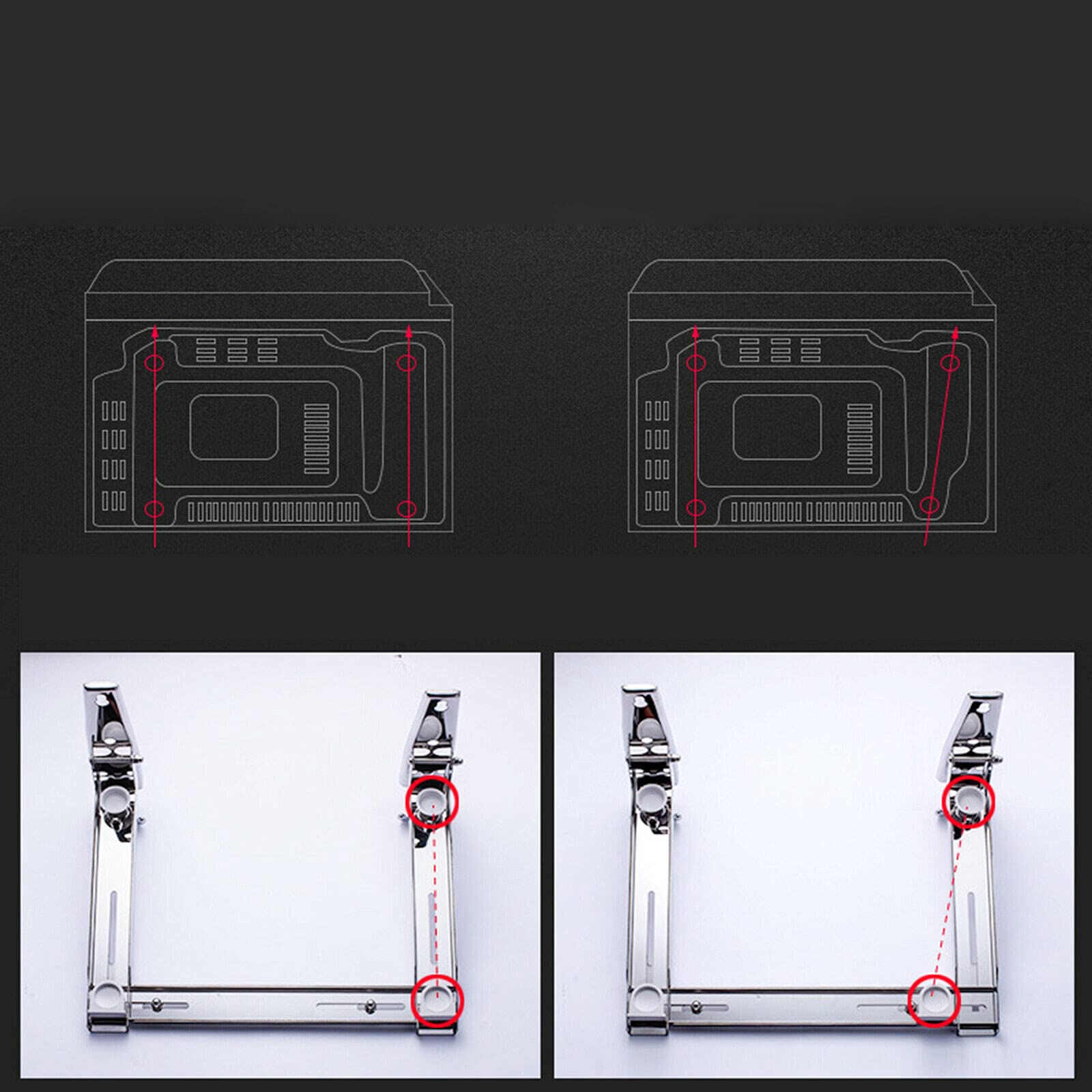 Soporte para microondas, soporte de pared para microondas, de acero inoxidable, con barras transversales, plegable, para microondas