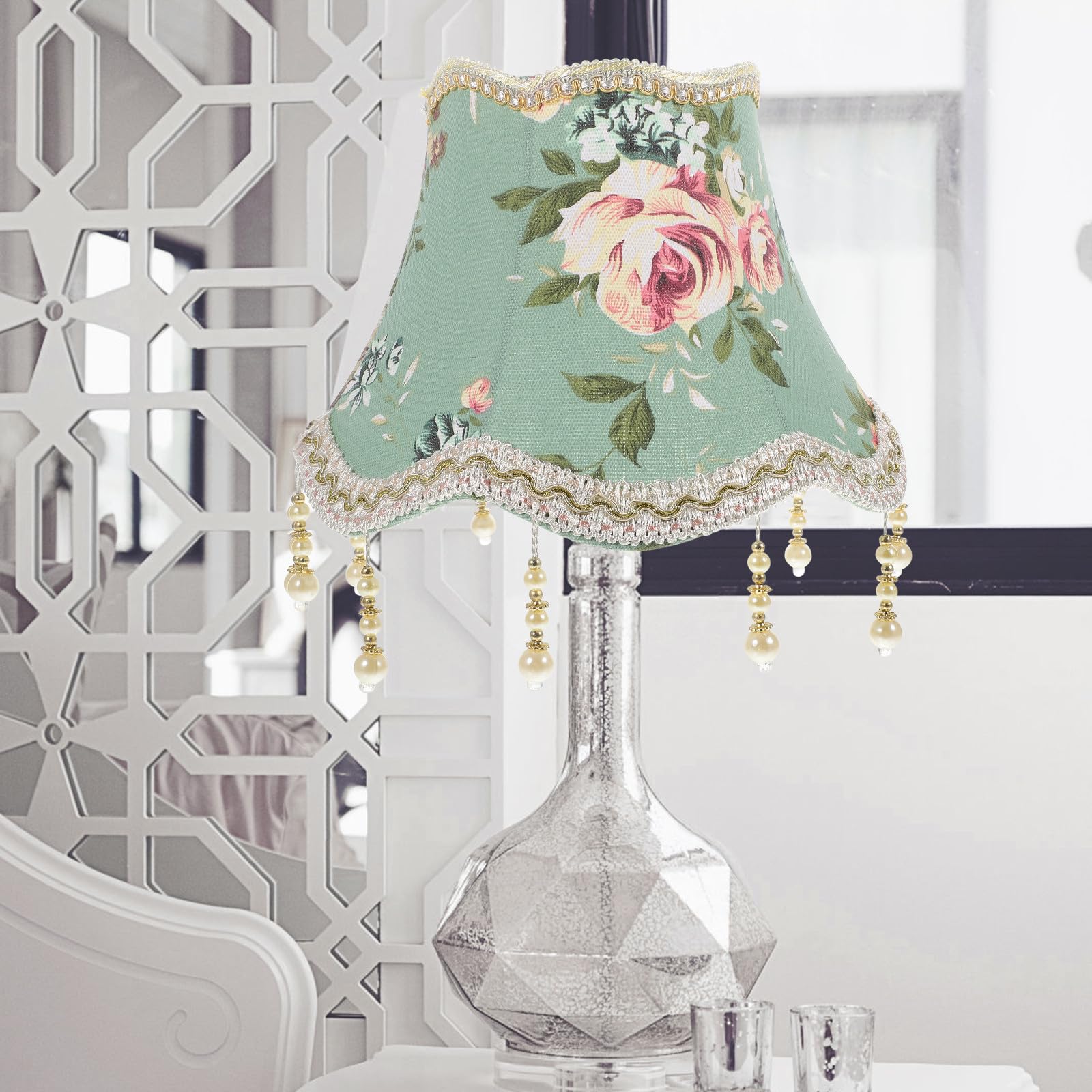 Paralume per Lampada Attacco da Parete E27 Copri Paralume Jacquard da 25 CM a Tamburo Adatto Casa Studio Camera Letto Hotel