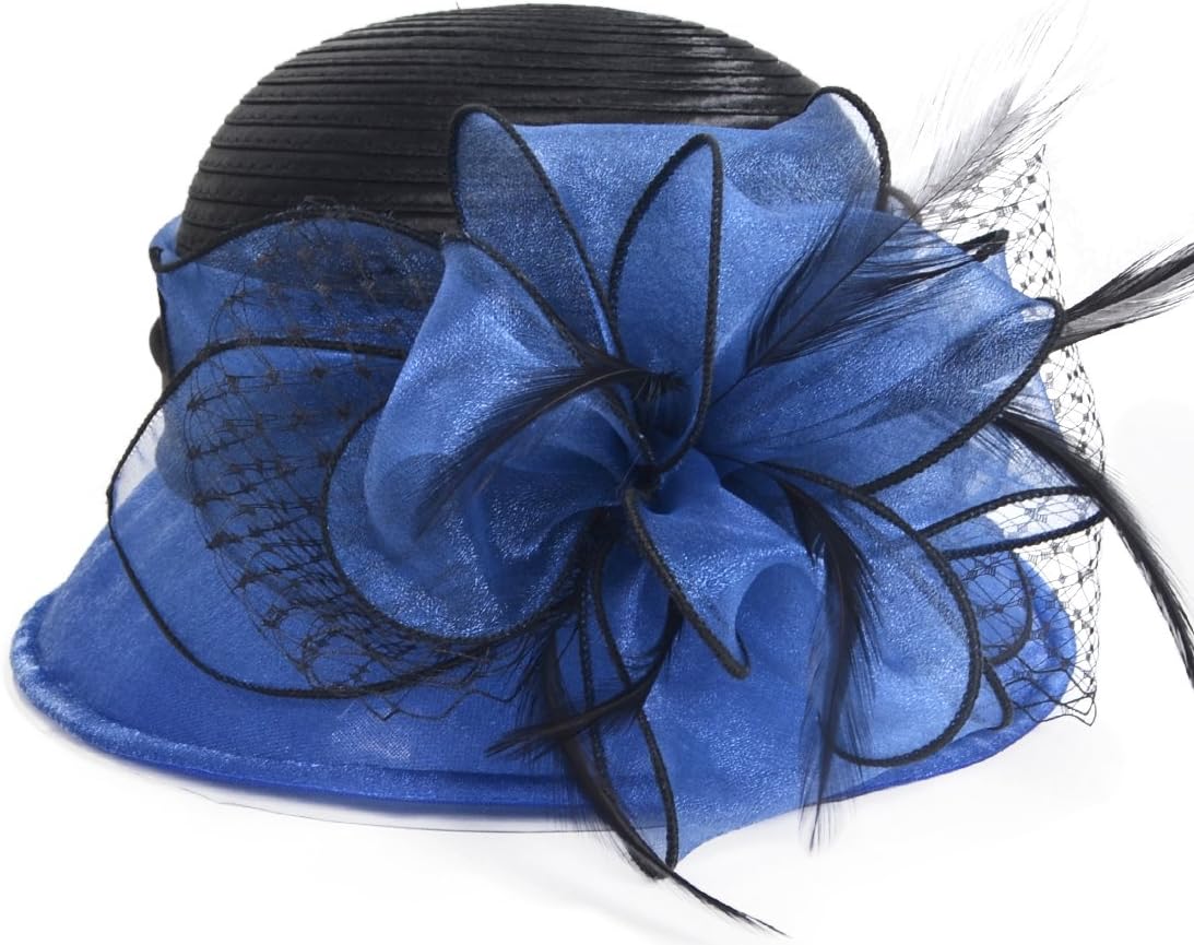 VECRY Lady Derby Dress Church Cloche Hat Bow Bucket Wedding Bowler Hats