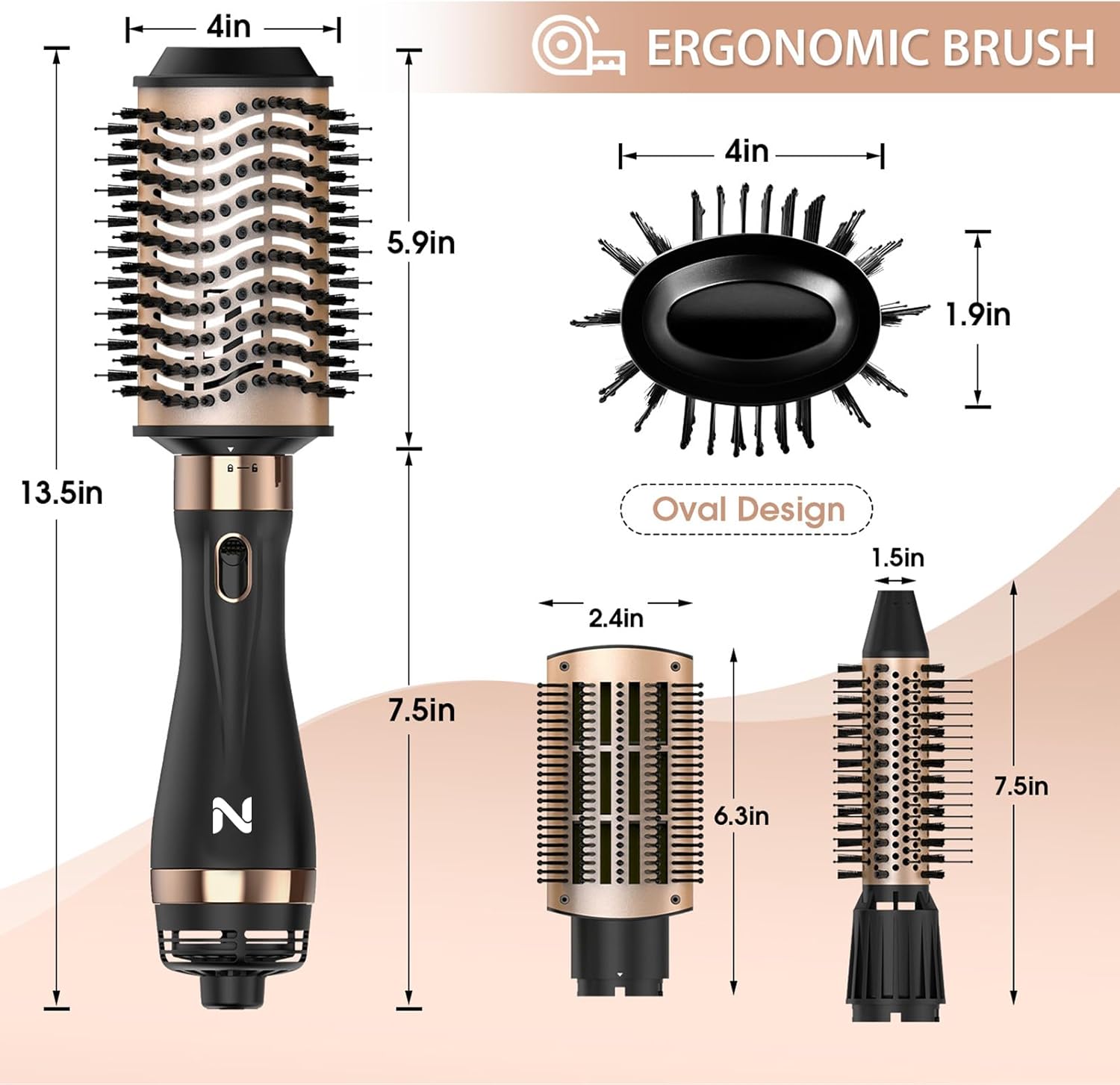 Hair Dryer Brush Blow Dryer Brush in One Hot Air Brush for Drying and Straightening, Volumizer Multi-Styler Smooth Curls for All Hair Types, Frizz-Free Blowout Brush for Salon Quality