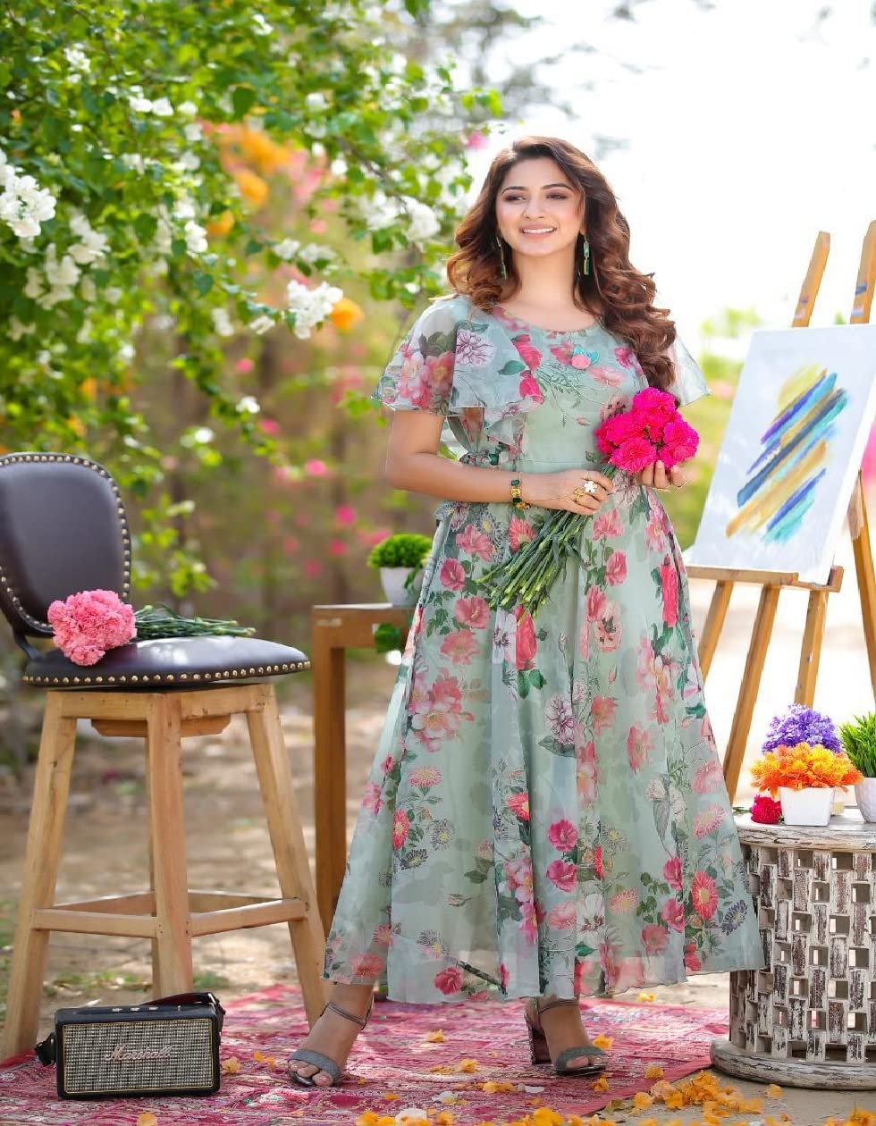 Shasmi Georgette Calf Length (Gown For Women_Multicolour_M)