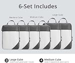 Komugi Compression Packing Cube 6 set, Mesh Travel Luggage Packing Organizer Accessories,2 Sizes 2L+4M Expandable Packing Cubes(Grey)