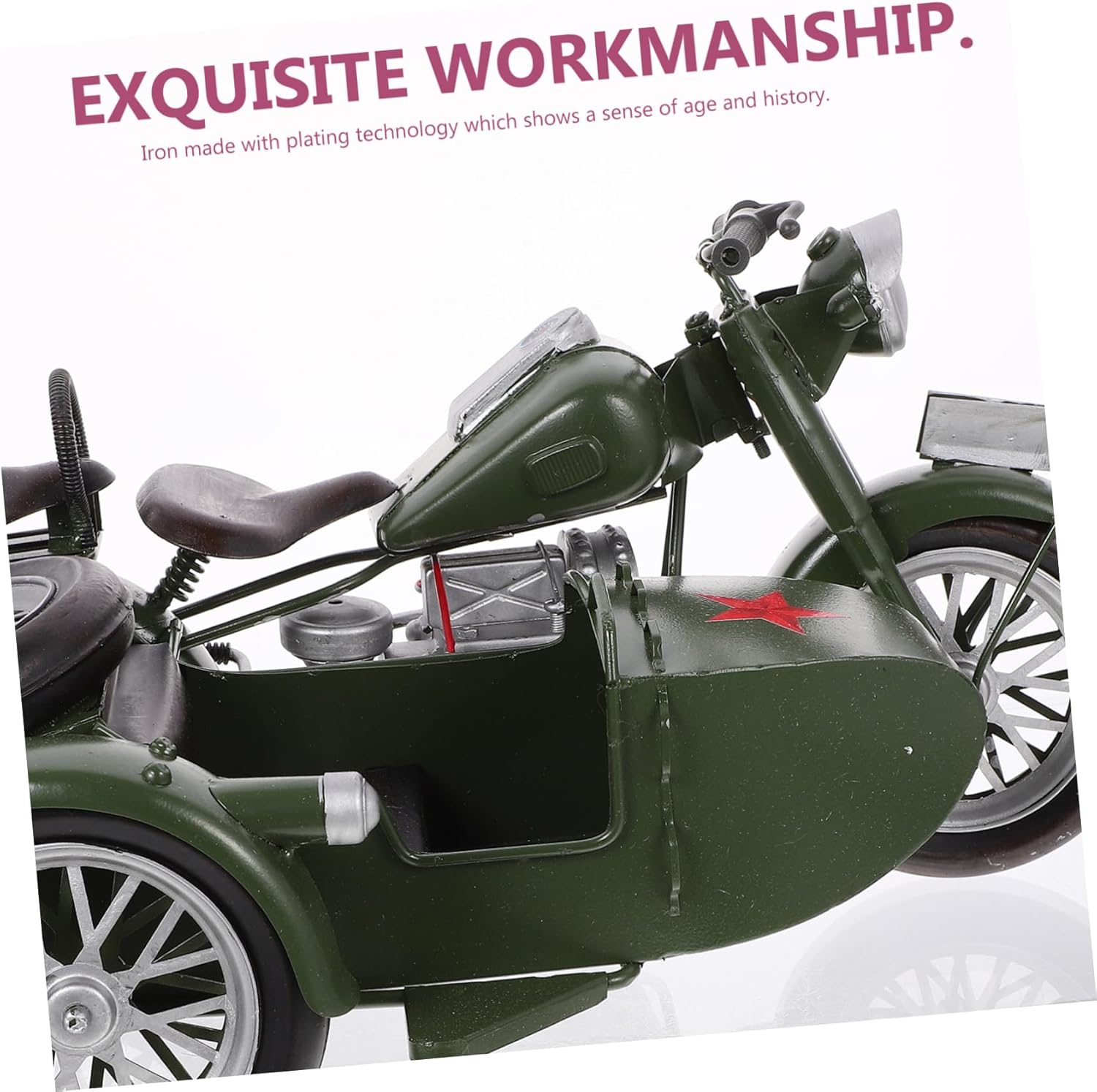 Vintage Iron Tricycle Model Antique Classic Motorcycle Sculpture for Home and Office Decor Retro Handmade Design Green Unique Artware Collectors