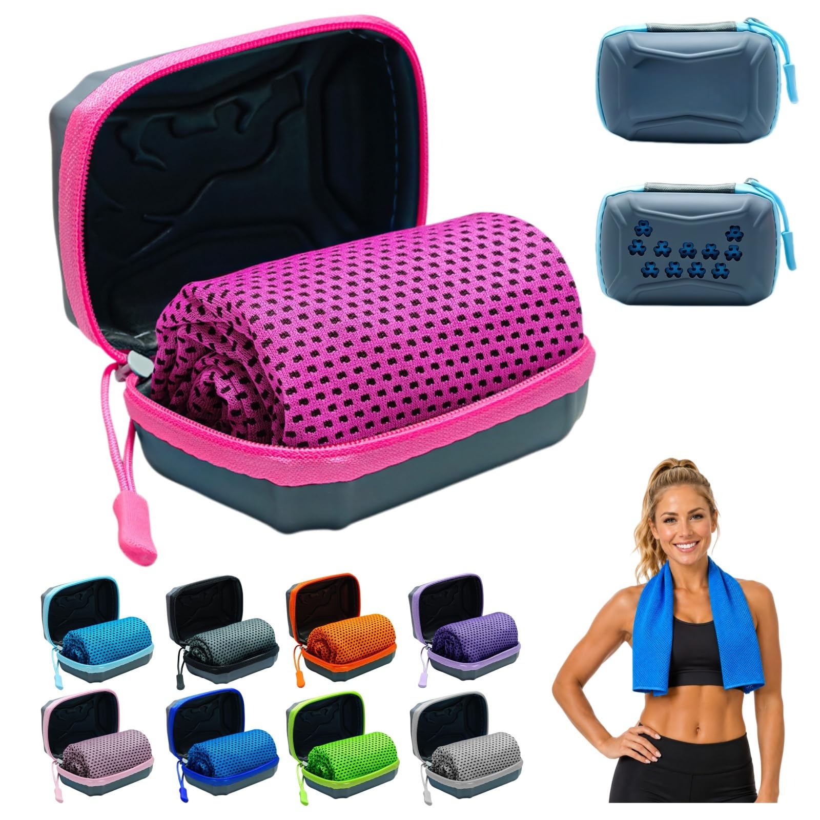 DzaiCrkwd Cooling Towel with Storage Box – 30 x 80 cm, Quick-Drying Cooling Towel, Neck Cooling Towel for Sports, Outdoors, Fitness & Hot Summer Days，Rose red：5