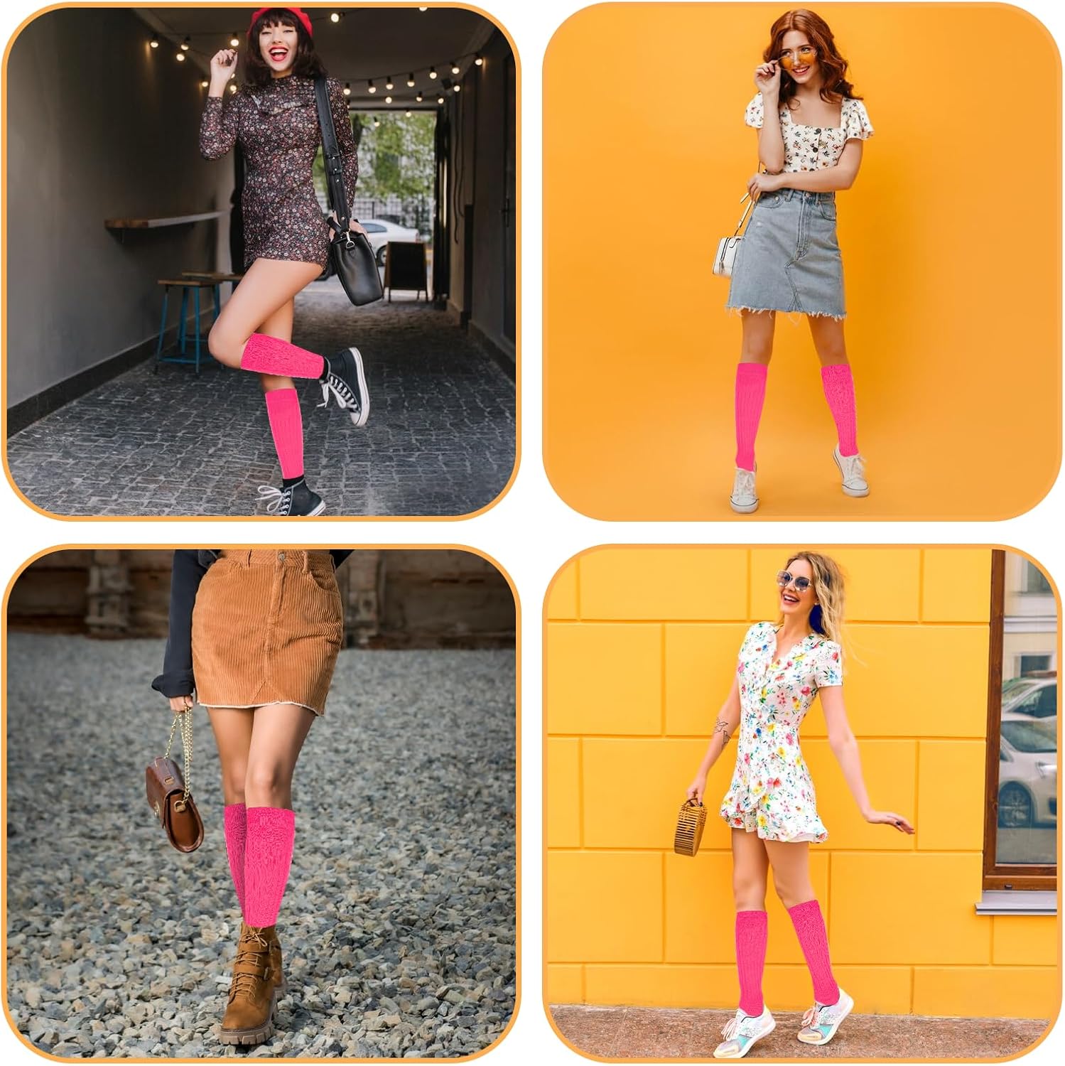 Slouch Socks Women, Extra Long Scrunch Socks Knee High Tube Long Socks Soft Knitted Boot Socks 80s 90s Neon Socks Woman - Image 6