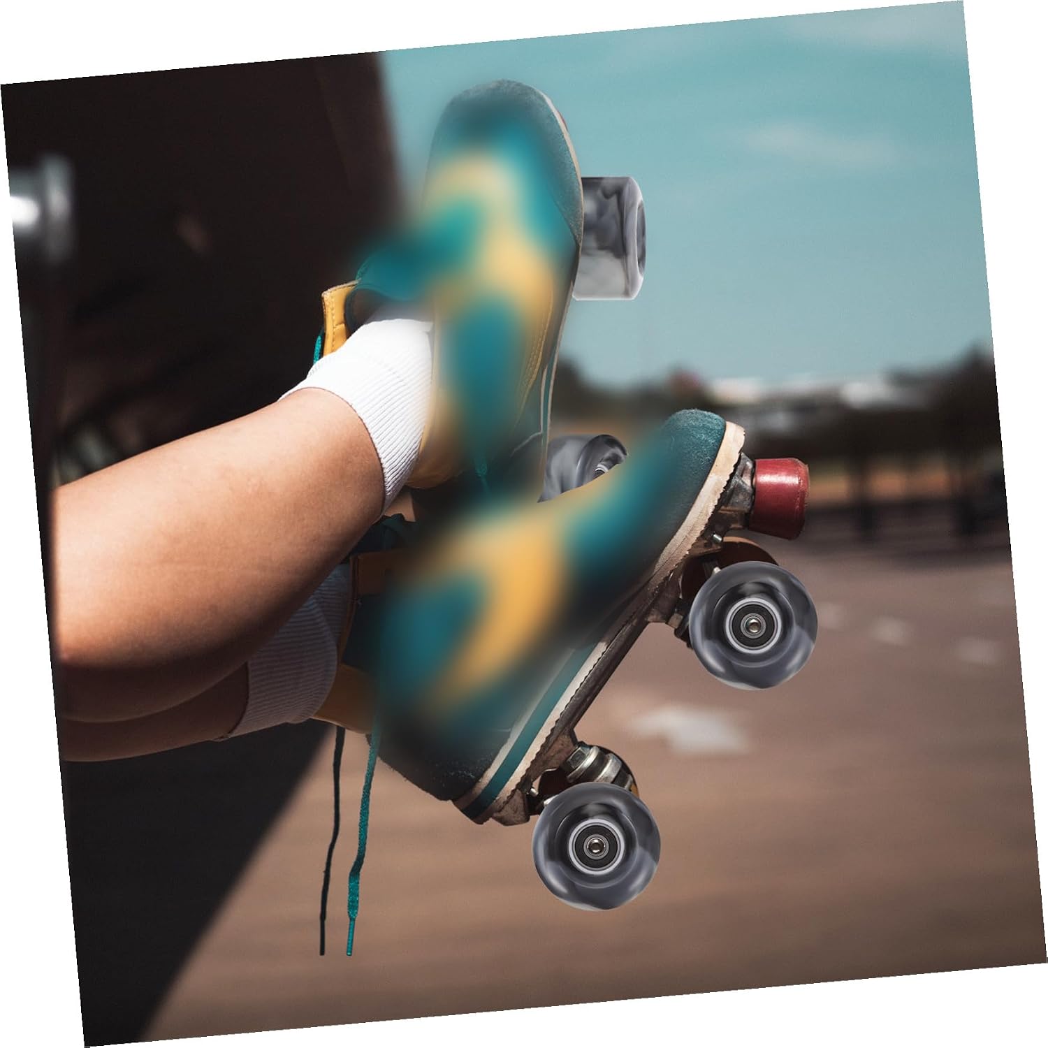 Mixed Color 4pcs Roller Skate Wheels with Bearings, Double-row Pu High Elastic Replacement Wheels for Inline Skates, Outdoor and Indoor Skating Accessories Random Color