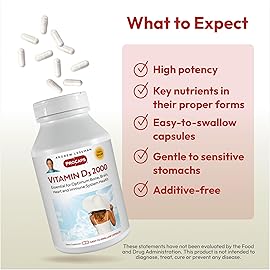 ANDREW LESSMAN Vitamin D3 2000 IU 180 Capsules - High Potency, Essential for Calcium Absorption, Supports Bone Health, Healthy Muscle Function, Immune System, More. Small Easy to Swallow Capsules