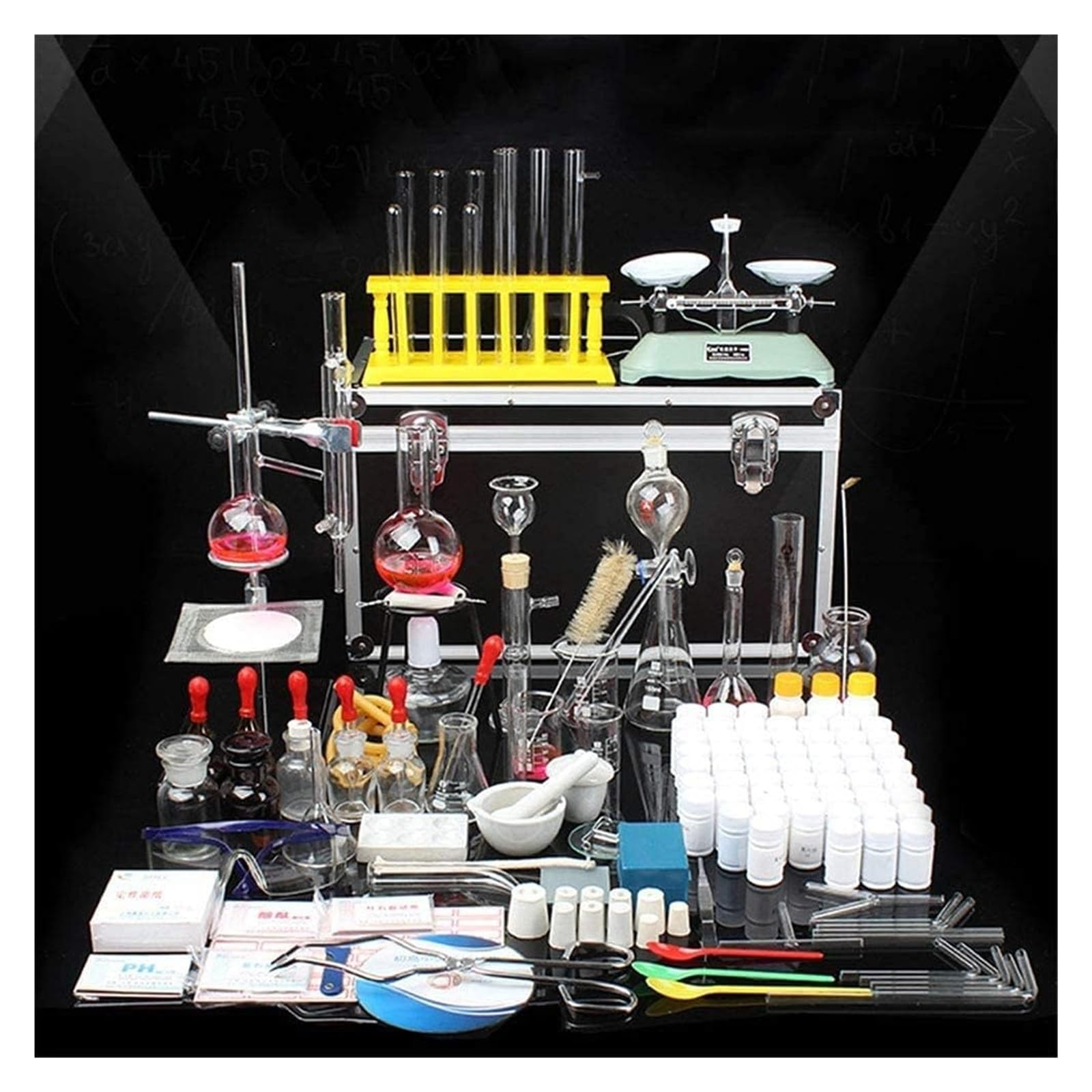 Contenitore per esperimenti di chimica nelle scuole medie e superiori, Kit per esperimenti in vetro per chimica di laboratorio Kit in vetro per unità di olio essenziale per strumenti di laboratorio