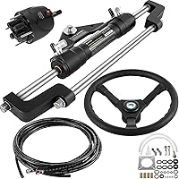Vista 15 de VEVOR Hydraulic Outboard Steering Kit, 90/150/300HP Helm Pump Marine Boat Hydraulic Steering System, 13.5 inch Steering Wheel with 10–26 ft