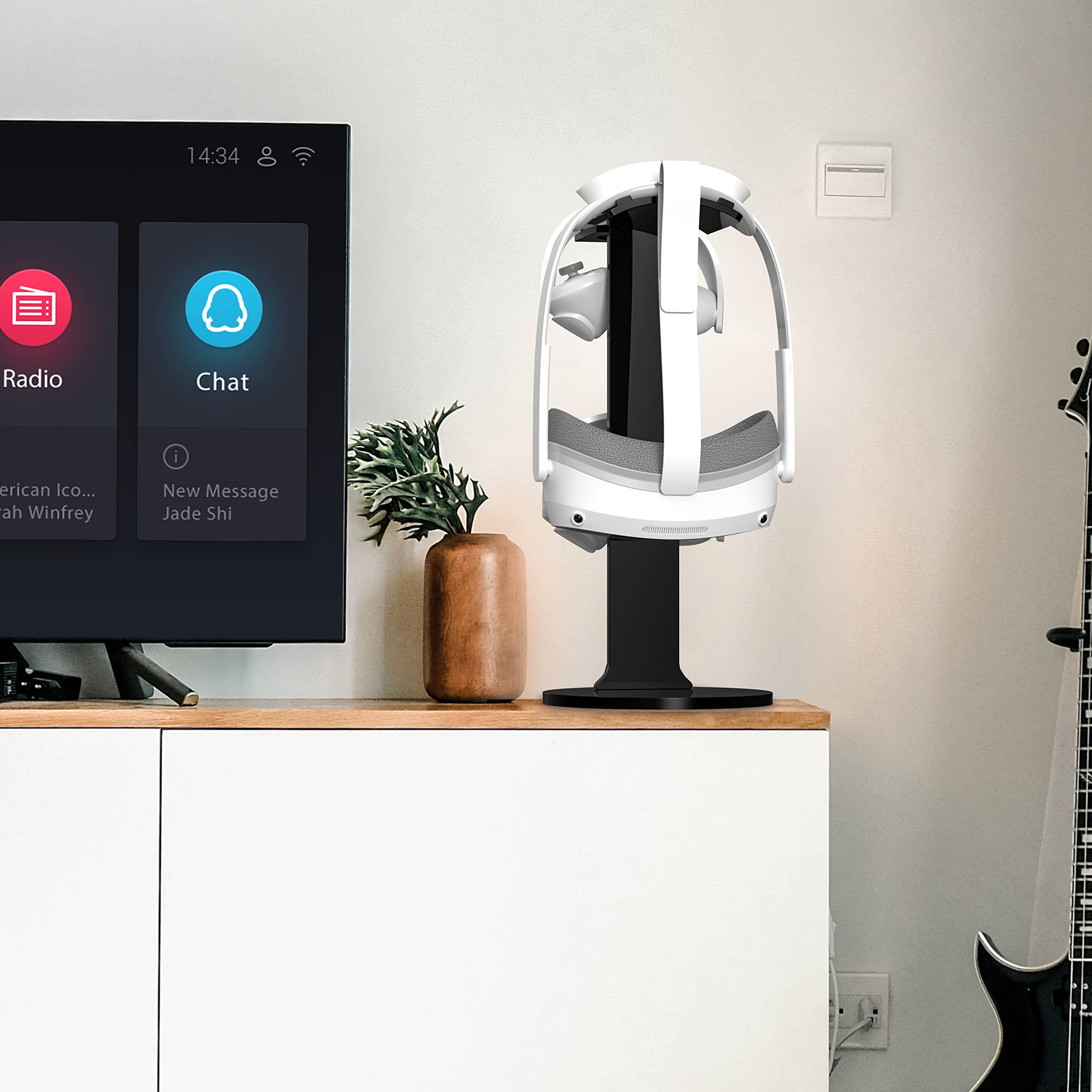 VR Stander para Meta Quest Pro/Pico 4 / Oculus Quest 2 vasos de almacenamiento de pared soporte de pared auriculares VR Gamepad Controller Travel(negro) V02