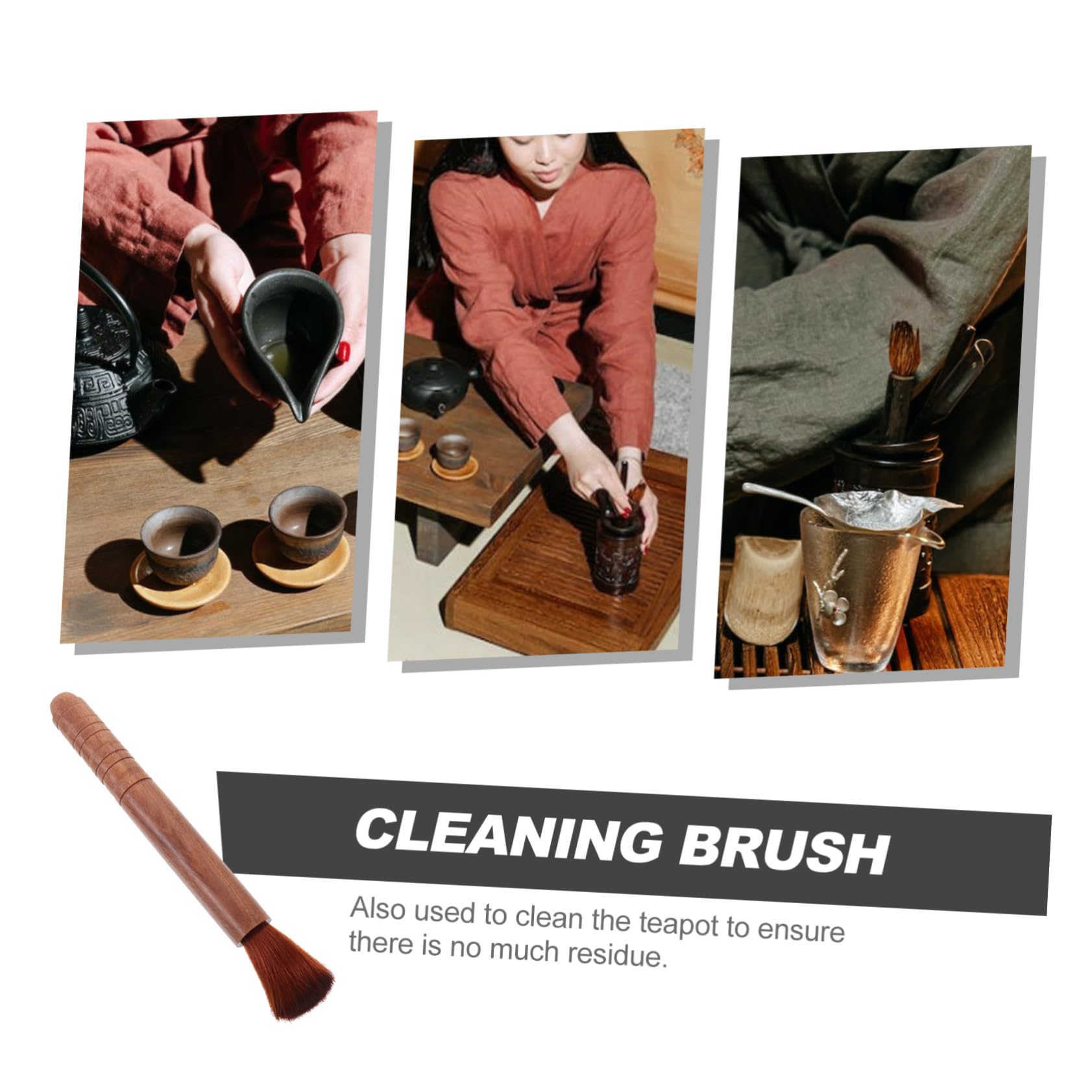 Baluue Tea Pet Brush Natural Wood Bristle Sustainable Teapot Brush Teacup Brush Tea Accessories Sigh Brush Pen