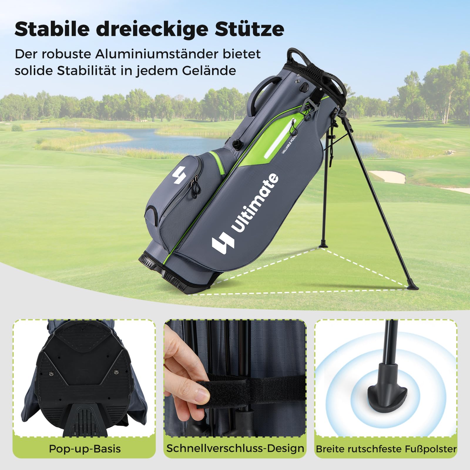 COSTWAY Torba golfowa z 8 przegródkami i osłoną przeciwdeszczową, lekka torba golfowa z 5 kieszeniami i nóżkami, torba na ołówki, przenośna torba dla mężczyzn i kobiet