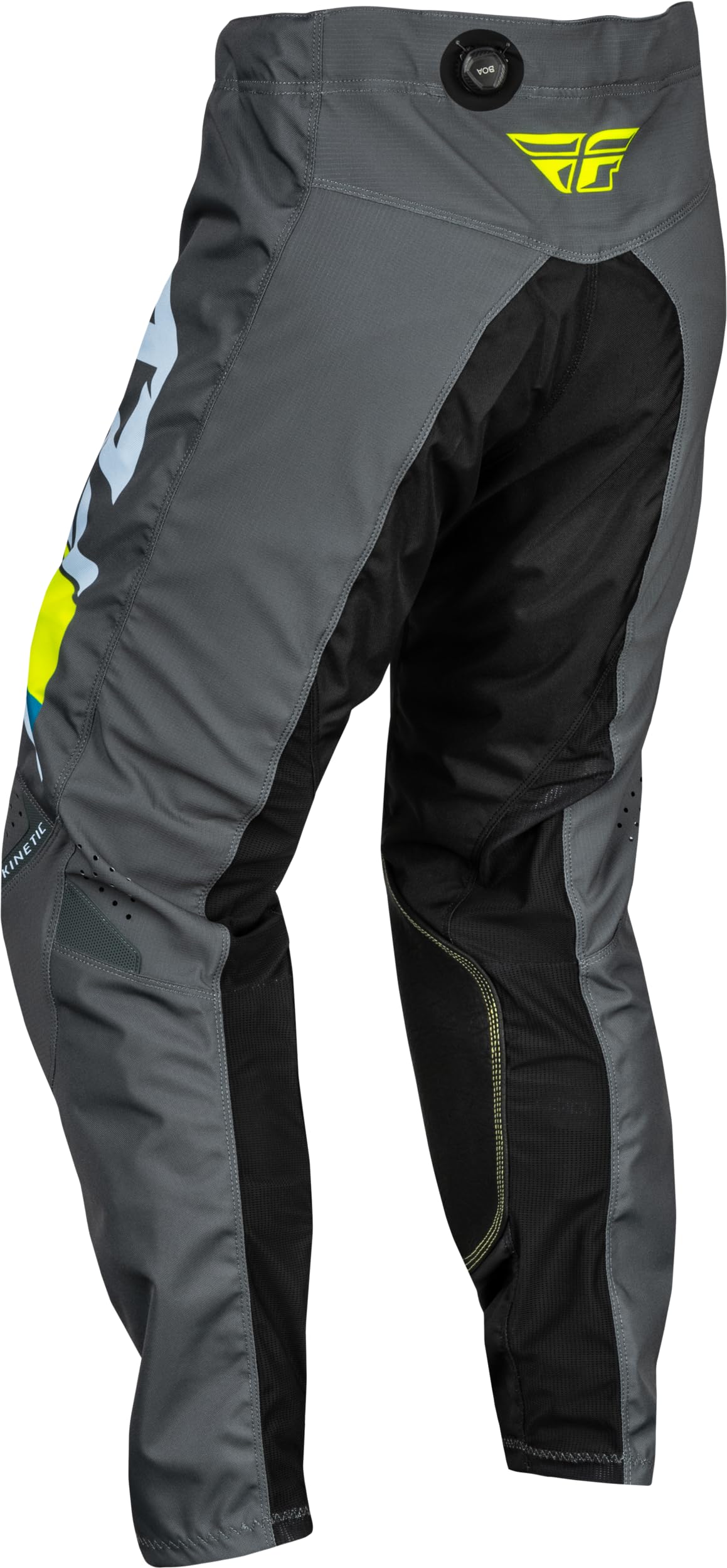 Fly Racing 2024 Adult Kinetic Prix Pants (Ice Grey/Charcoal/Hi-Vis Size 32)