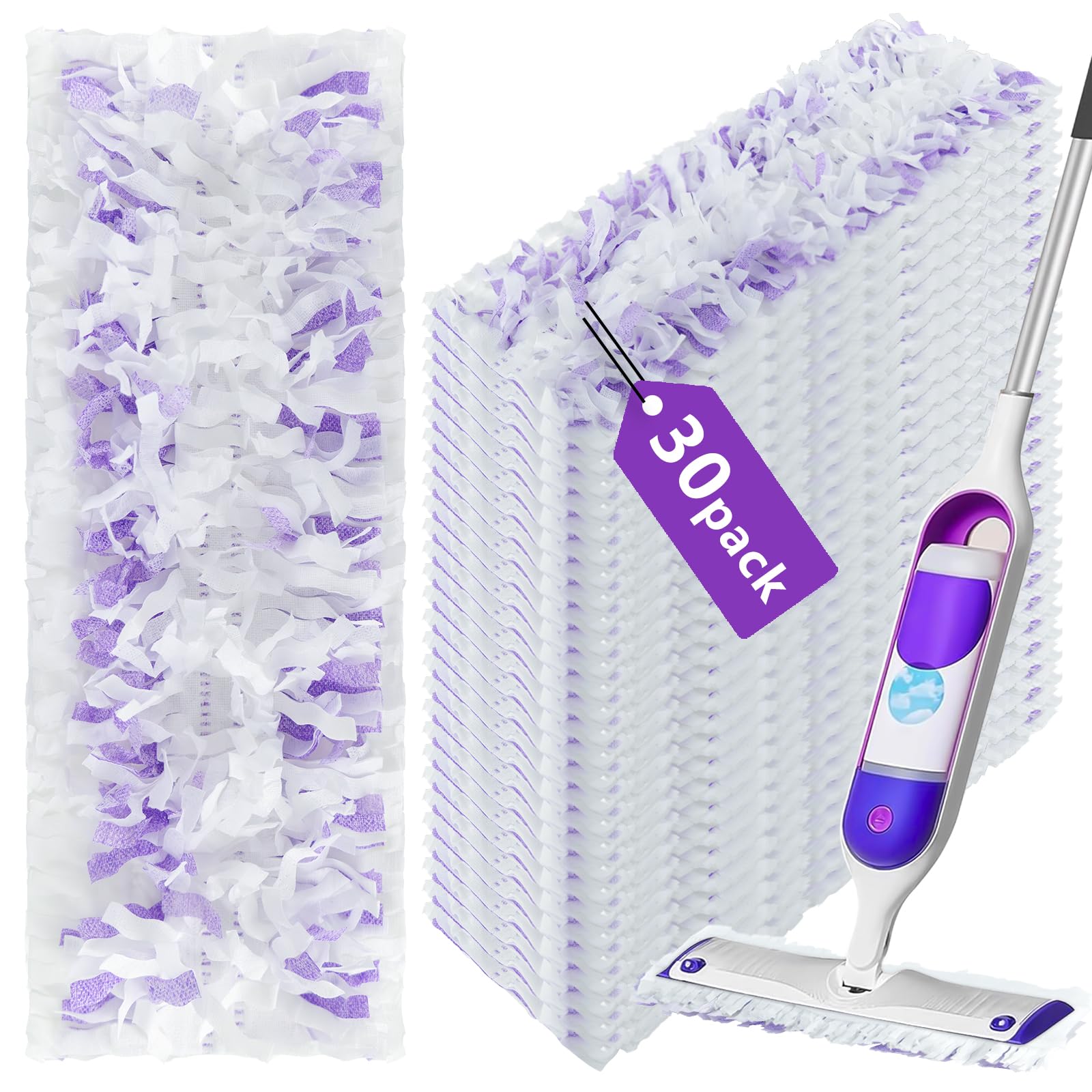 30 Count Disposable Power Mop Refills for Swiffer Power Mop, Replacement Power Mop Pads Suitable for Multi-Surface Household Floor Cleaning