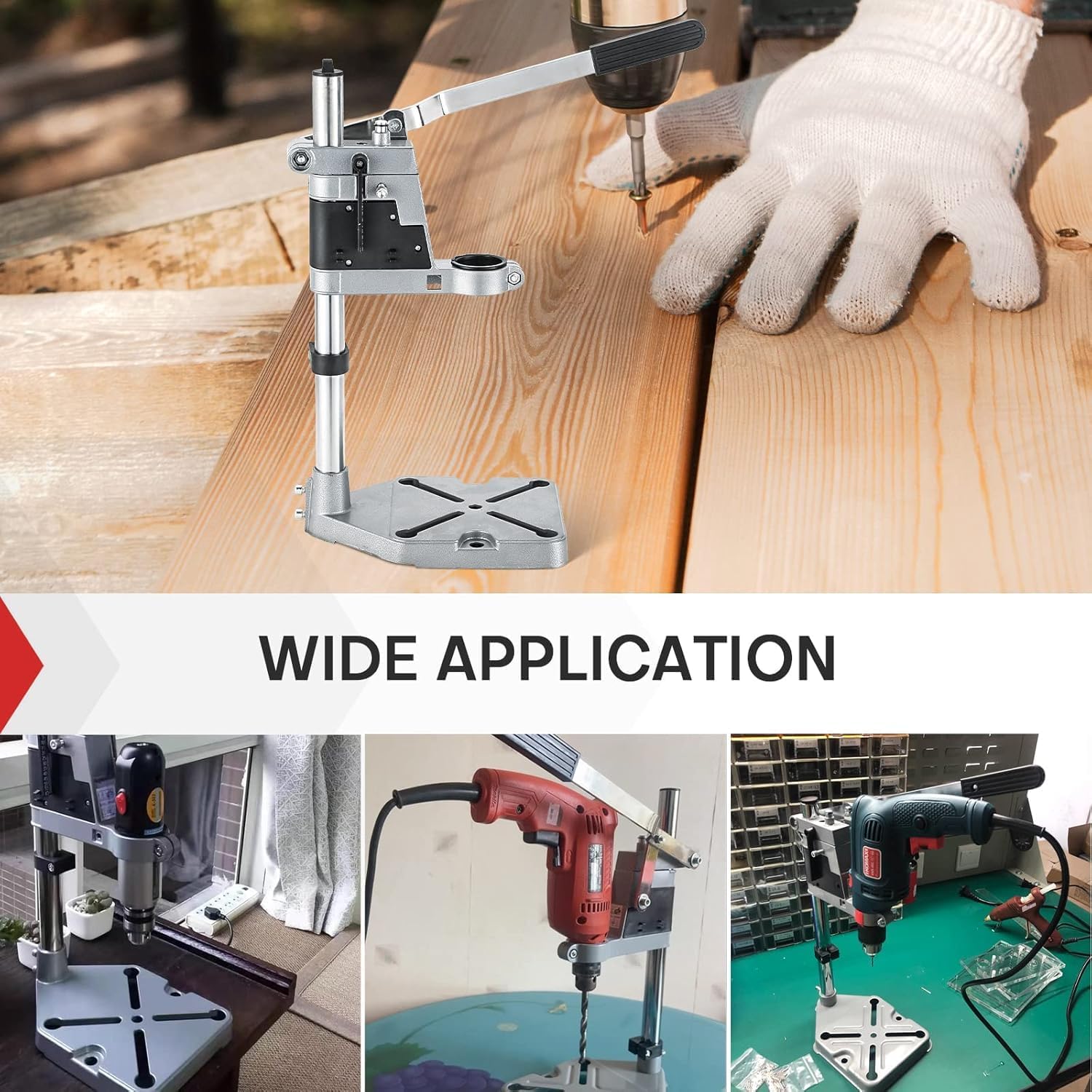 Colonne de support de Perceuse Réglable avec Mâchoires Plates, Support à Outils Robuste pour Perceuse - Diamètre de Serrage de 43 mm pour un Perçage Précis