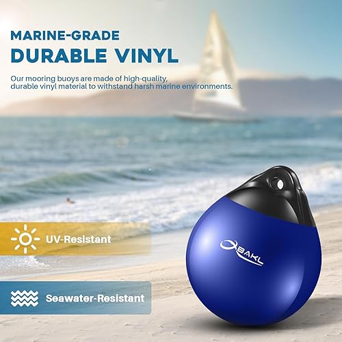 Miniatura 3 de OBAKL Par de bolas de vinilo para boya de barco, 11.4 x 13.8 pulgadas, bola redonda para guardabarros de barco para boya de amarre, boya flotante de