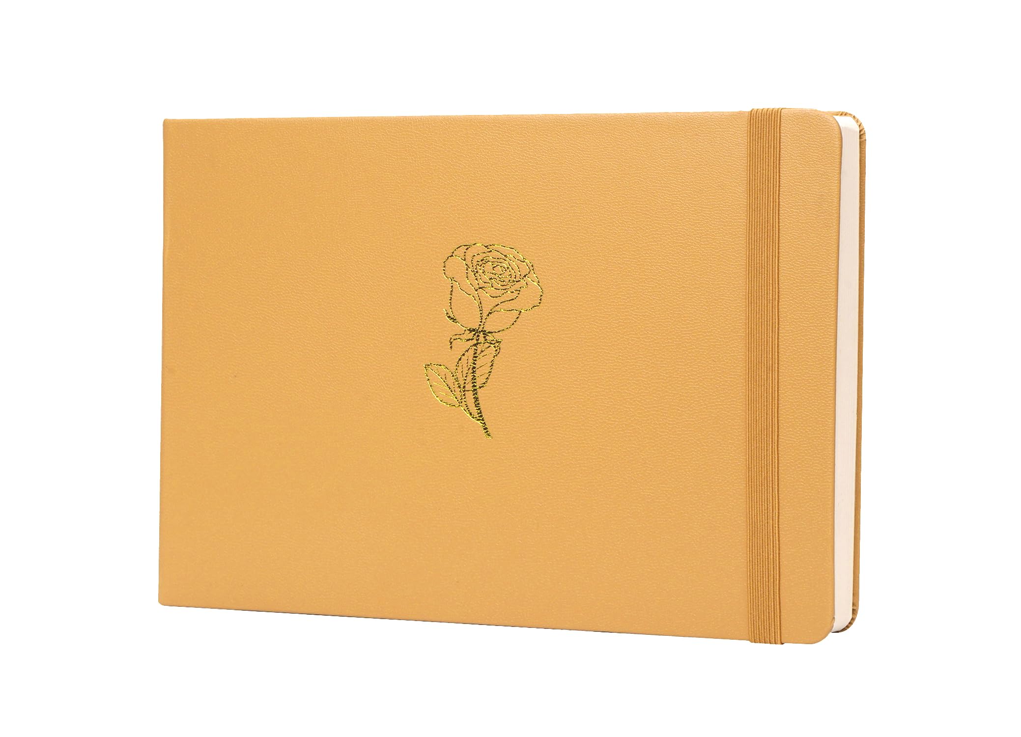 A5 Sketchbook Watercolour Journal Cold Pressed 160 Pages (80 Sheets) 160gsm Premium Paper Hardback Leatherette Cover Sewn Binding Sketch Book Ivory Colour Paper Journal – Cashew/Light Brown Cover