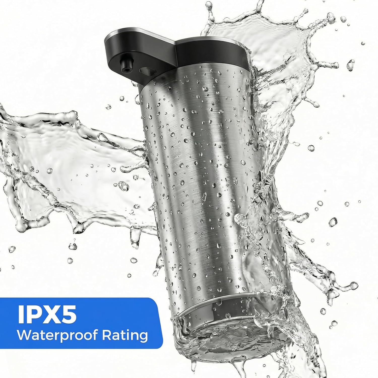 Automatic Liquid Soap Dispenser Touchless, Stainless Steel Hand Soap Dispenser, USB Rechargeable, 4 Adjustable Levels, 11.8oz/350ml for Kitchen and Bathroom (Stainless Steel Black, Liquid)