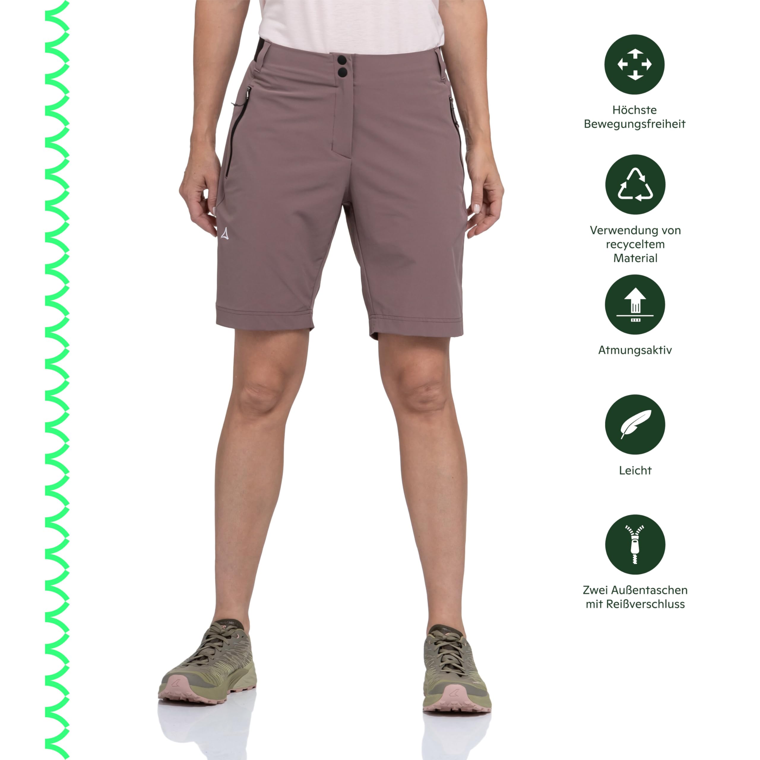 Schöffel Damen Shorts Style Blaustein WMS, leichte Wanderhose mit 4-Wege-Stretch, kurze Hose aus recyceltem Material, schnell trocknend mit legerer Passform