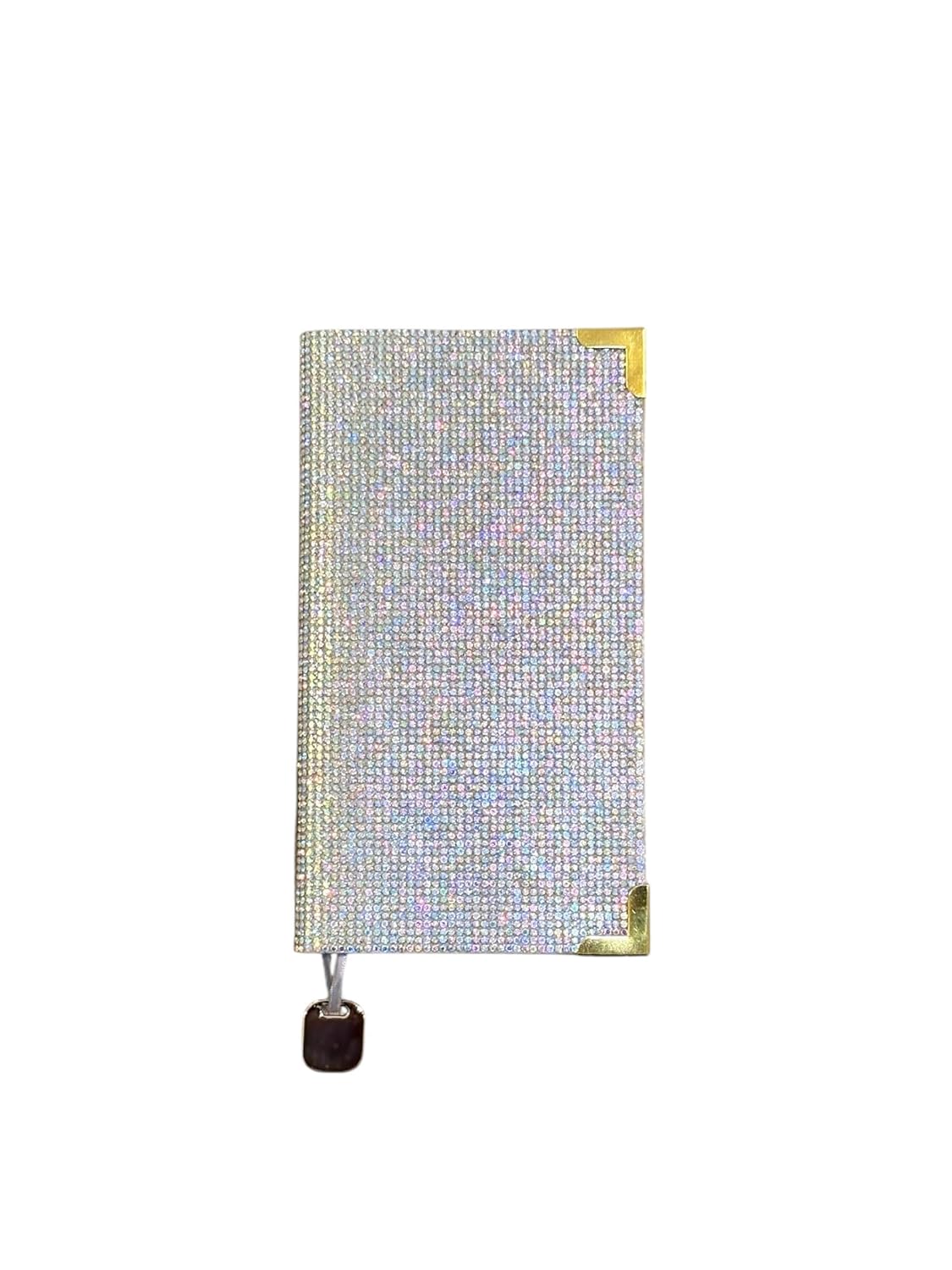 LEXXCEE Luxury Rhinestone Journal with Metal Corners, Crystal Bling Notebook, 6.89 x 3.74 inches, Sparkle Diary with Book Mark (AB/Gold Edge)      Unknown Binding