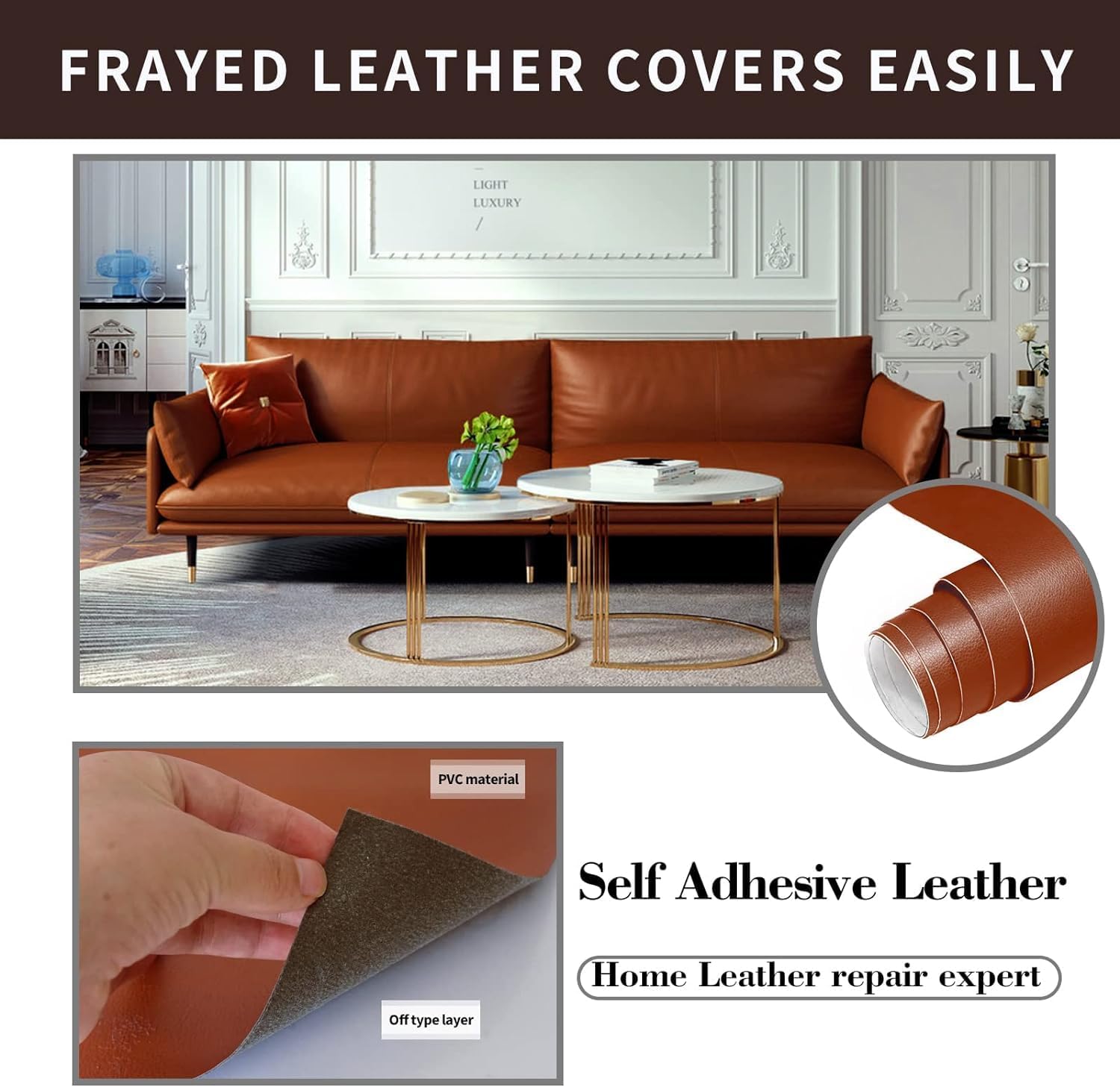 Leather Repair Patch, 35X79 Inch Self Adhesive Leather Repair, Large Vinyl Patch Tape for Couches, Furniture, Car Seats, Cabinets, Wall, Handbags ?Light Brown, 35X79 Inch? 35X79 inch Light Brown