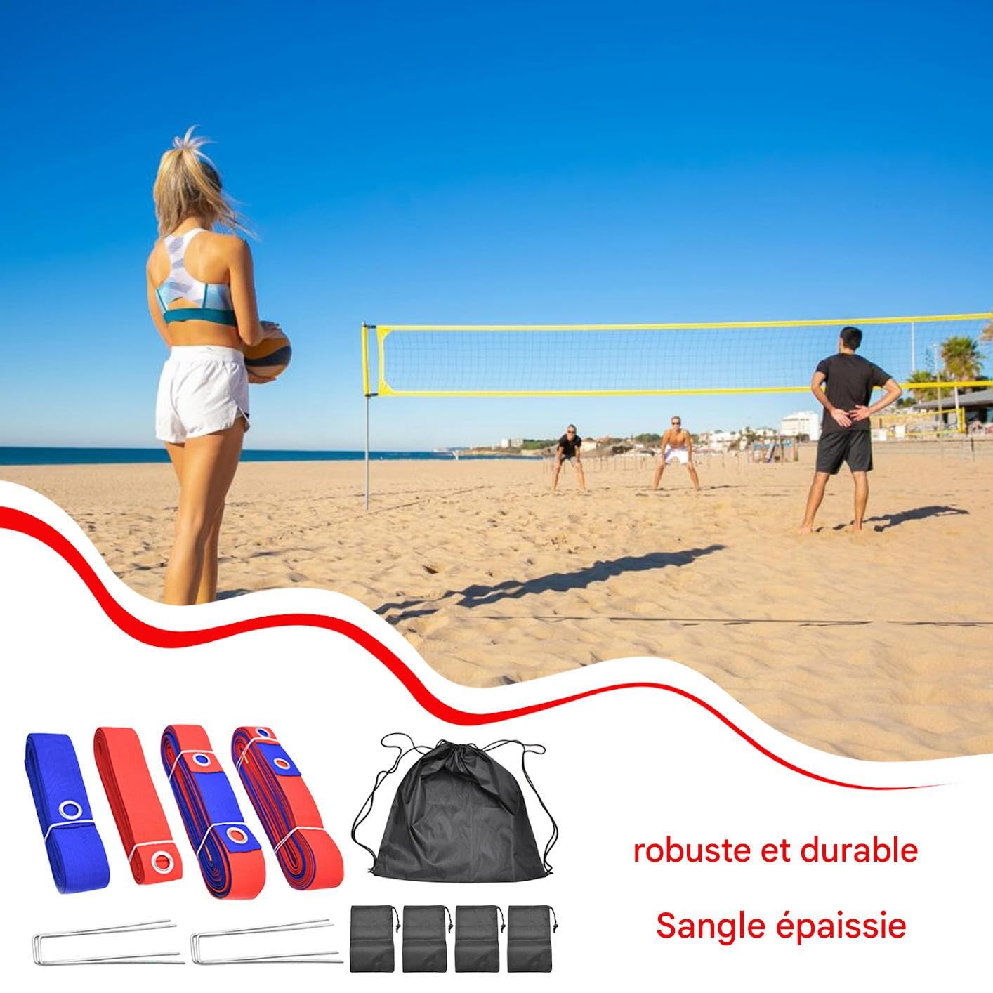 Linee Per Beach Volley Set Linee Delimitazione Esterno Attrezzatura | Pieghevoli Per Allenamento All'aperto In Giardino Spiaggia
