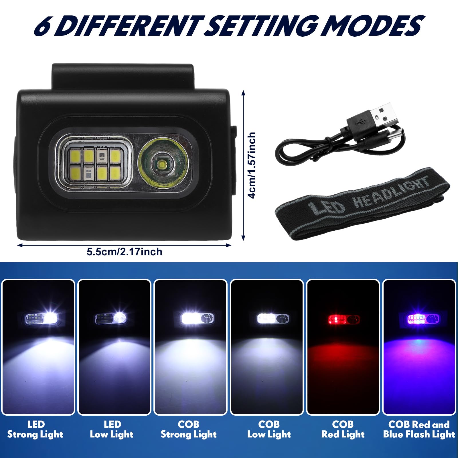 Tujoe Lot de 6 lampes LED pour course à pied, jogging, sécurité, jogging, équipement de course à pied, rechargeable, réfléchissant, clip magnétique USB, veilleuse pour la marche, la randonnée, le