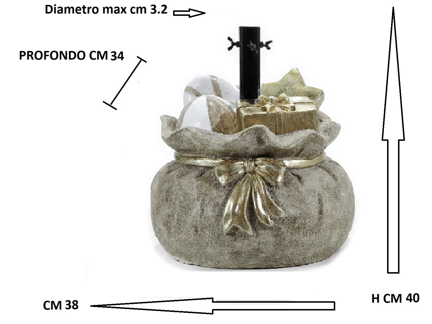 Supporto Piede per Albero di Natale Oro Base Sacco pacchi Regali Stella Decorazioni Natalizie Bambini Felici