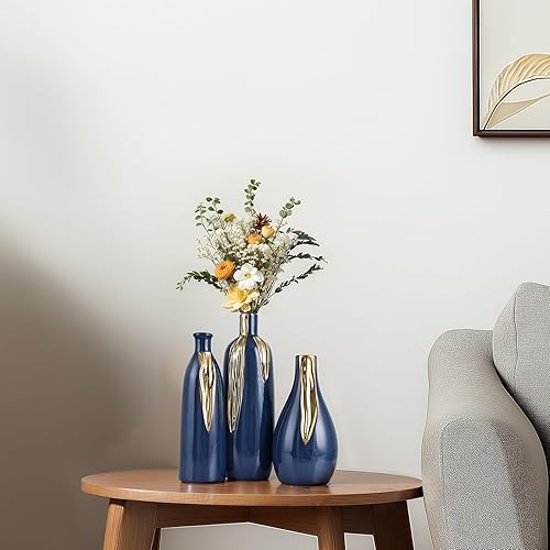 Miniatura 7 de Juego de 3 jarrones decorativos de cerámica modernos para sala de estar, dormitorio, decoración artística, manto, decoración de eventos en el hogar,