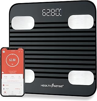 HealthSense Smart Bluetooth Weight Machine for Body Weight, Digital Body Fat Analyzer Machine & Body Composition Scale with APP, 13 Body Composition, LED Display & 1 Year Warranty - Fitdays BS 171