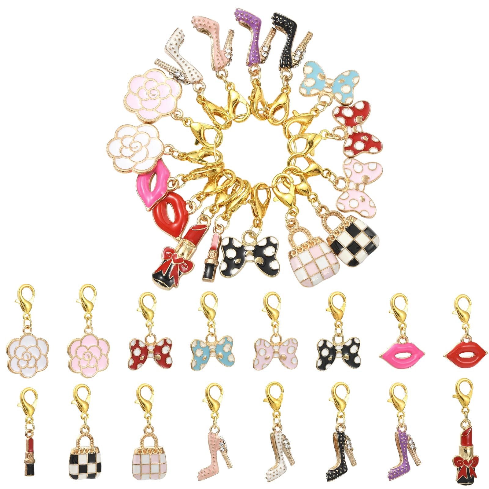 BEEFLYING 16 Pcs Stitch Marker Charms for Knitting and Crocheting, Locking Kniting Marker Pendant Charms, with Lobster Clasp for Crocheting Weaving Sewing Quilting Handmade Jewelry โ image 1
