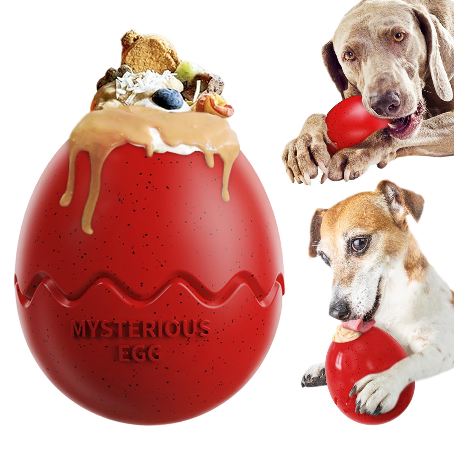 Egg Treat Dispensing Dog Toys & Interactive Dog Toys, Dog Chew Toys for Aggressive Chewers - Mysterious Egg Dog Puzzle Toys, Dog Enrichment Toys for Mental Stimulation & Dog Slow Feeder