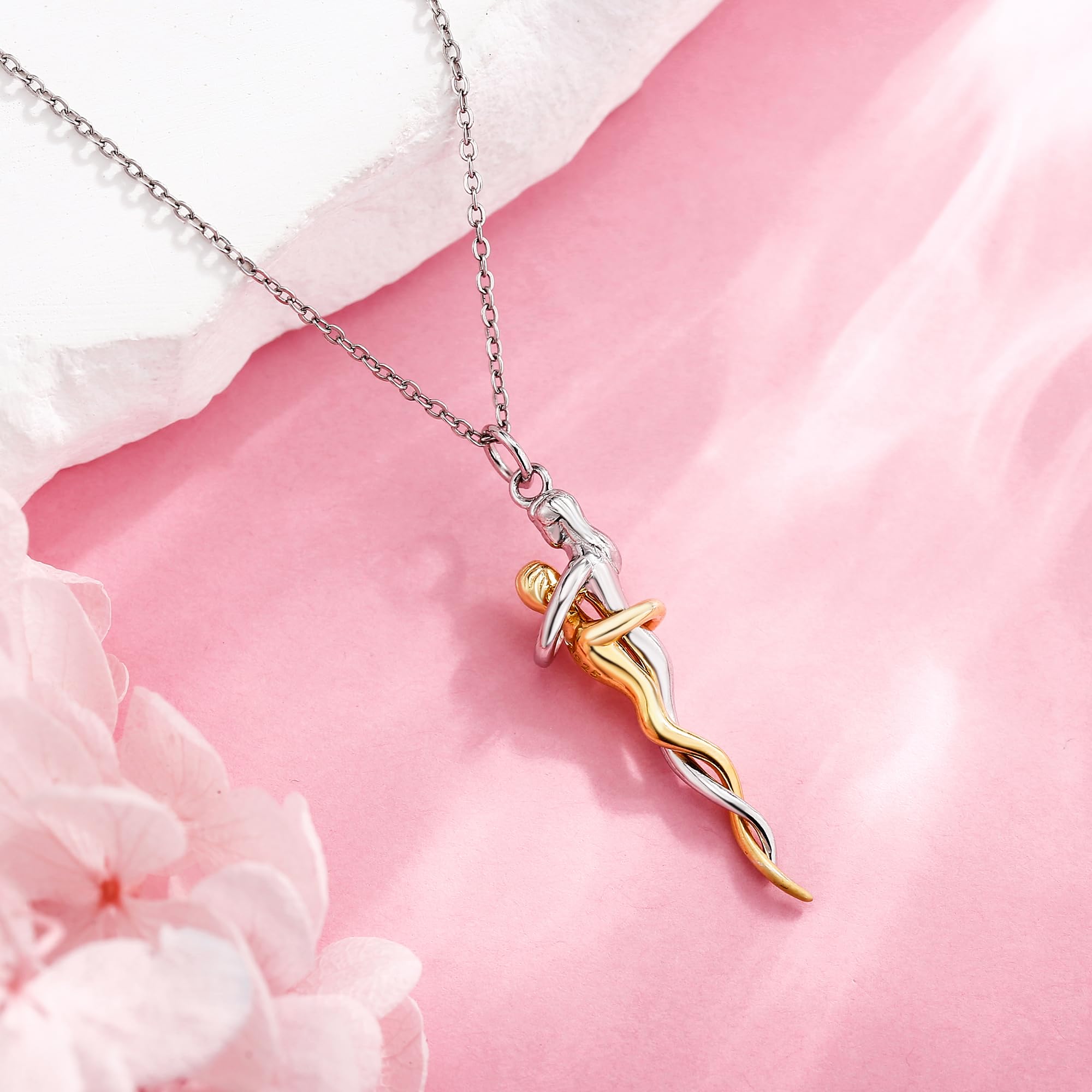 DAYLINLOVE Collar de plata de ley 925 para parejas, joyería para él y ella, regalo del día de San Valentín