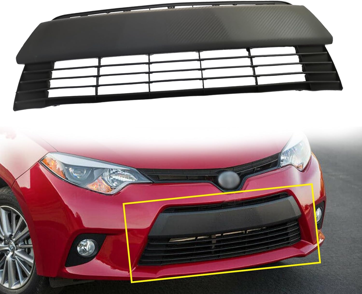 Front Bumper Upper & Lower Grille Assembly Fit For 2014 2015 2016 Toyota Corolla LE CE Sedan 4-Door Front Grille Grill Kit Replacement For 5310002560, 5311202450