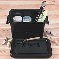 Vista 7 de Contenedor de plástico de 6 cuartos de galón con asas, negro, 6 paquetes