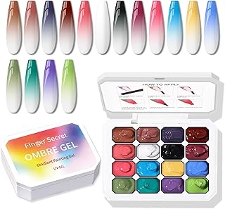 Sponge Pat Paint Nail Gel, Ombre Nails Gradient Gel Nail Blush Blooming Aura Nails Drawing Stripper Floral Painting DIY Nail Art, No Wipe, UV/LED Curing (16 Colors B)