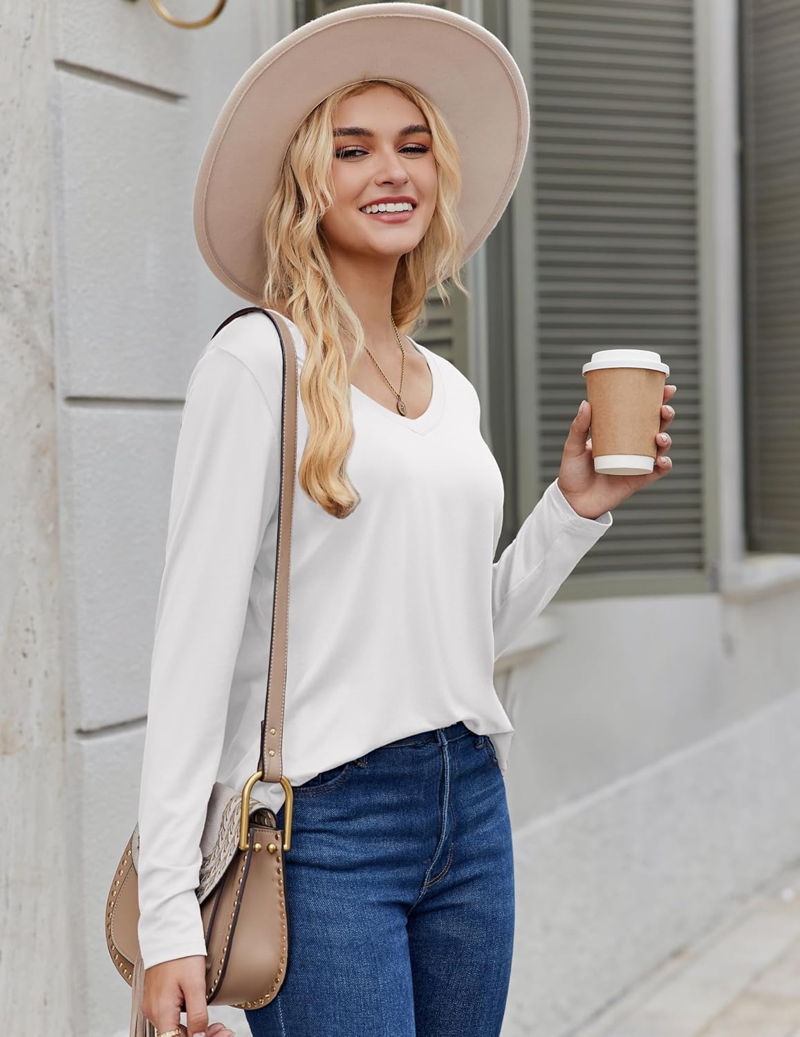 Zeagoo Long Sleeve Tops for Women V Neck Shirt Loose Fall Tunic Tops Dressy Casual Work Blouse 2026 - Image 3