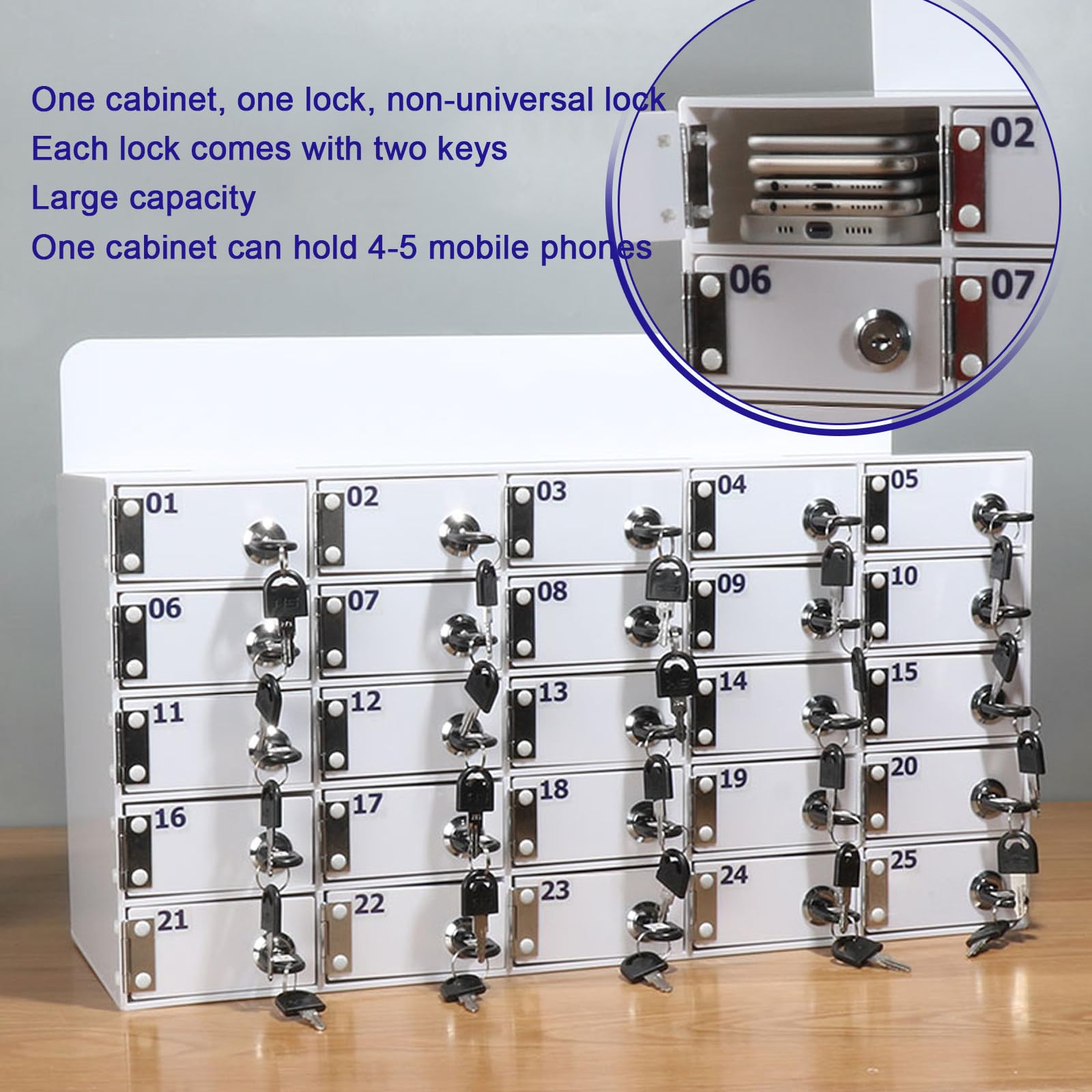 Armoire De Rangement Pour Téléphones Portables En Acrylique - 15 Casiers Avec Serrures Et Clés - Fixation Murale Ou Posée