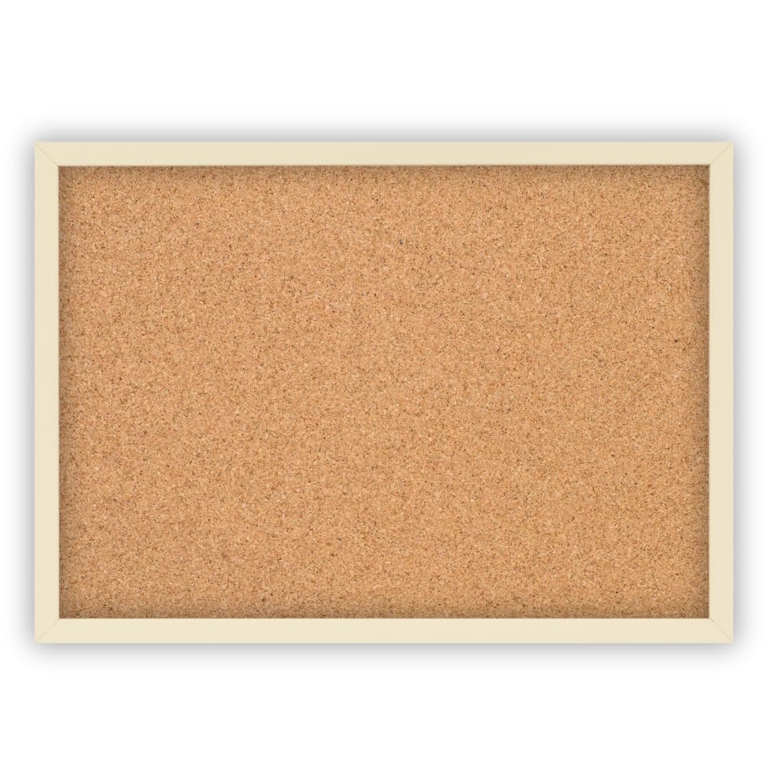 CLAMARO Cork Notice Board 30 x 20 cm, Beige MDF Frame, HDF Backing Board