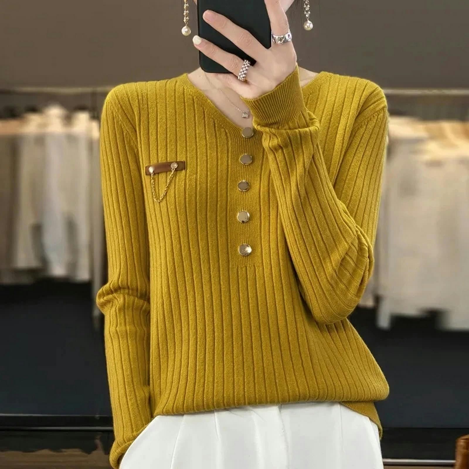 Sweter dla kobiet swetry damskie wiosna jesień dekolt w serek dzianinowe swetry luźna koszula sweter jednolity sweter