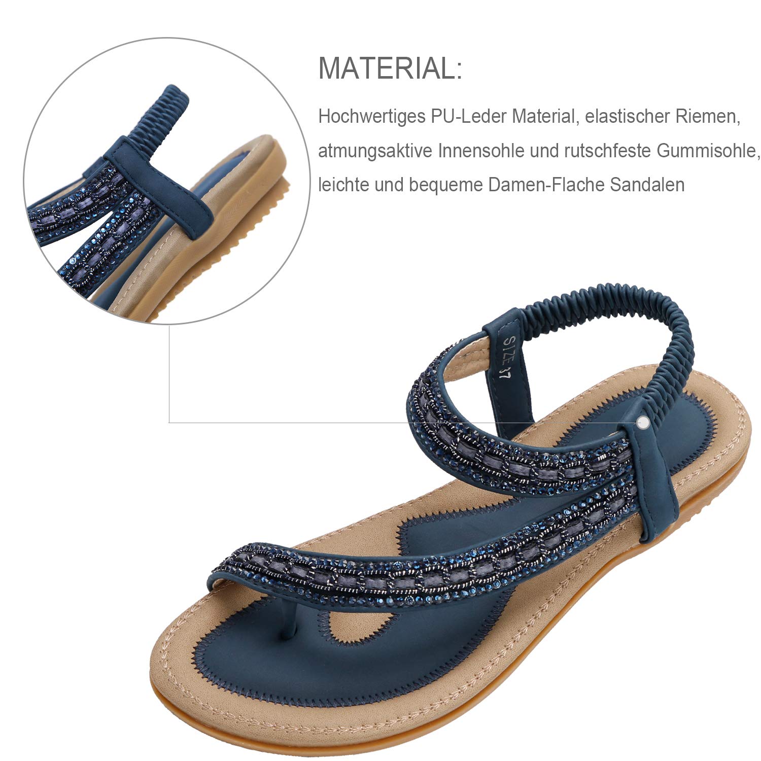 ZOEREA Sandali Piatti da Donna da Estate Strass Fiore Bohemia Flip Flop Spiaggia Estivi Scarpe Casual Open Toe Tacco Piatto