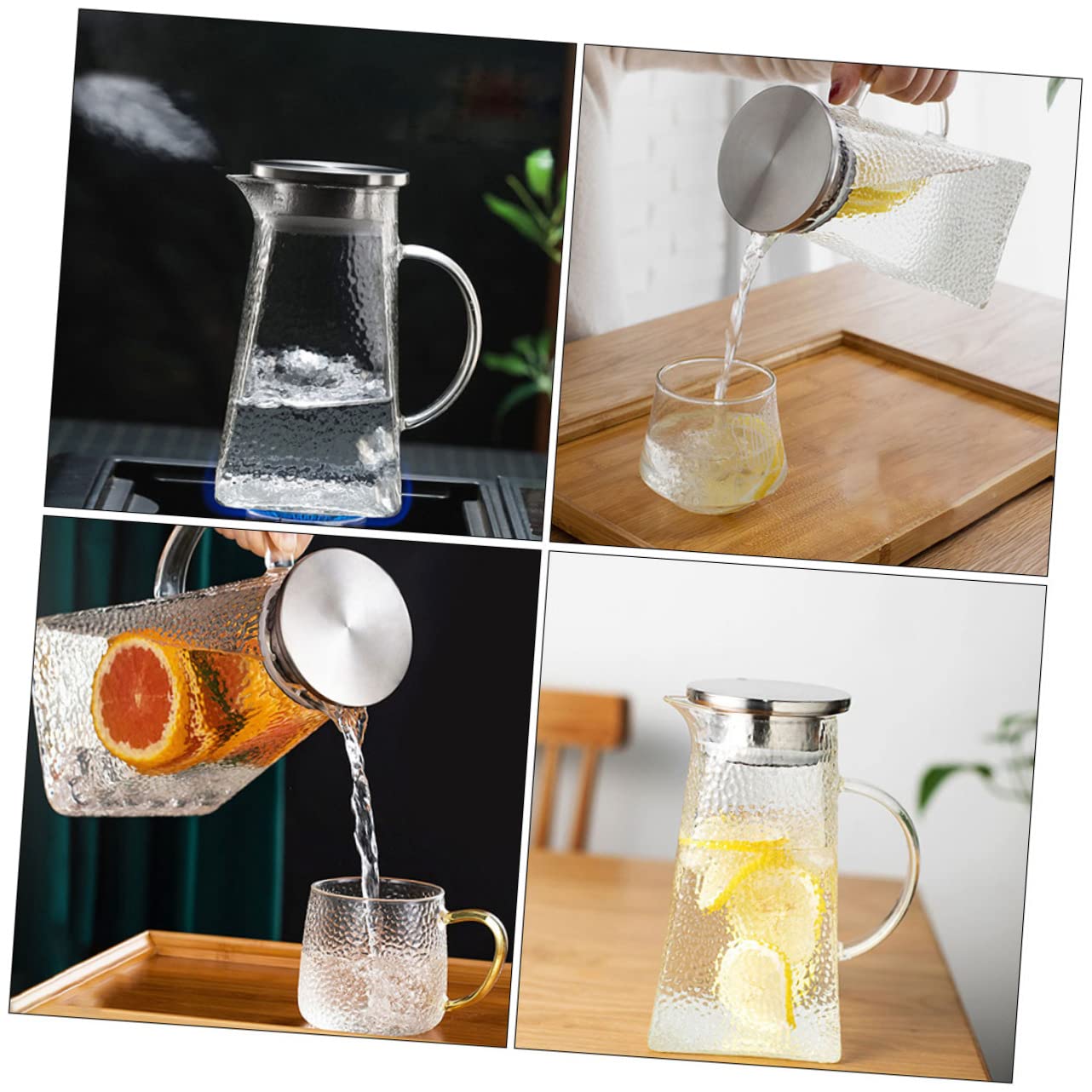 Jarra de Agua de Vidrio con Tapa 1, 5 L Diseño Martillo
