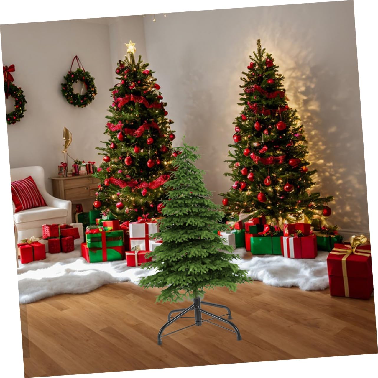 Cabilock 2pcs Iron Xmas Tree Stand Base for Christmas Tree Support