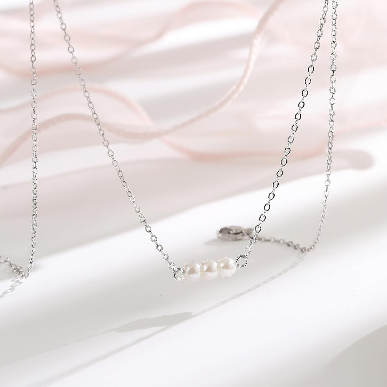 Collner Dainty Pearl Choker - 14K Gold/Silver Plated Layered Freshwater Pearl Necklace - Everyday Jewelry Gift - Image 5