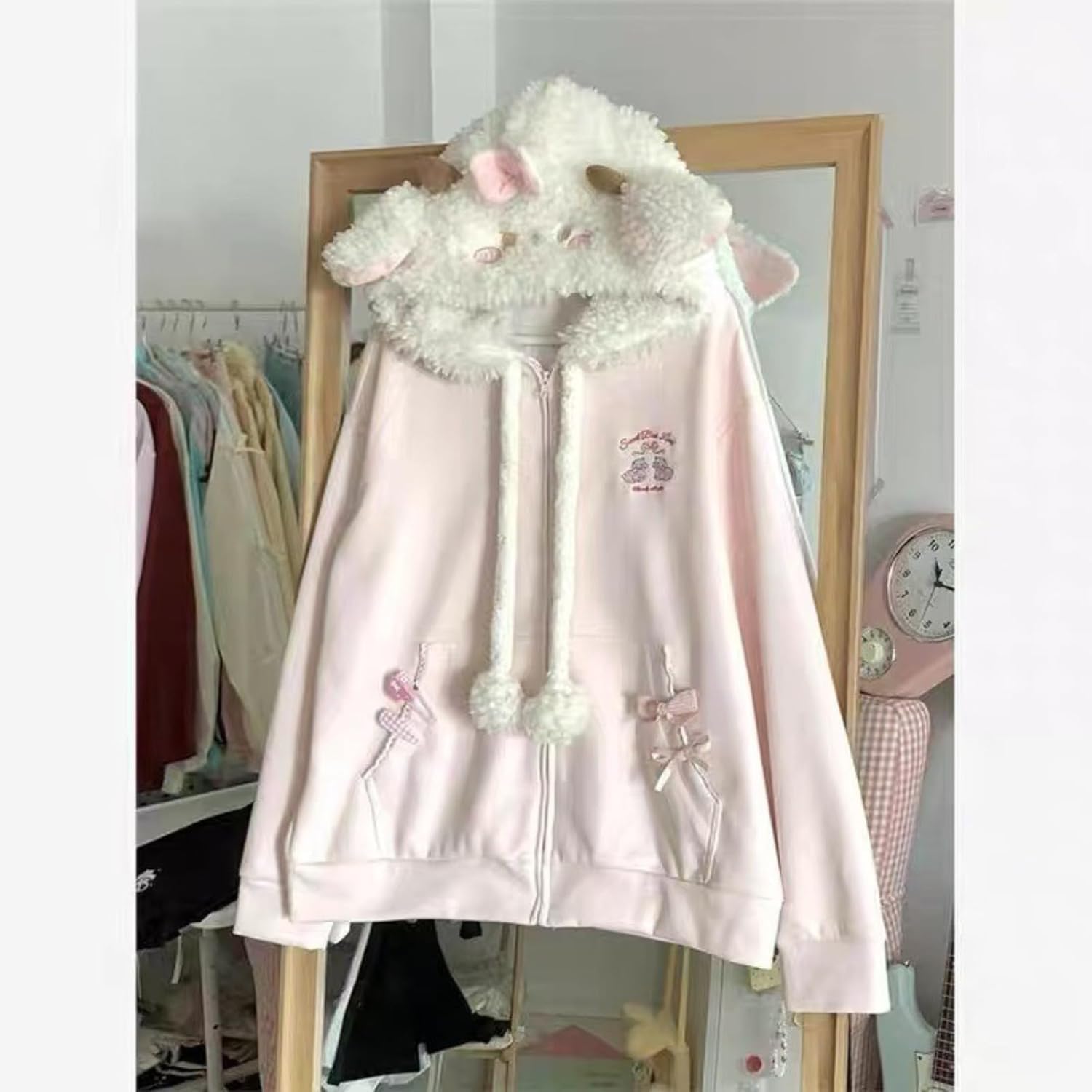 Y2K Jojifuku Cutecore Kawaii Zip Up Hoodie Fall Jacket Cute Stripes Hoodies Outerwear Jackets Coats Winter Women