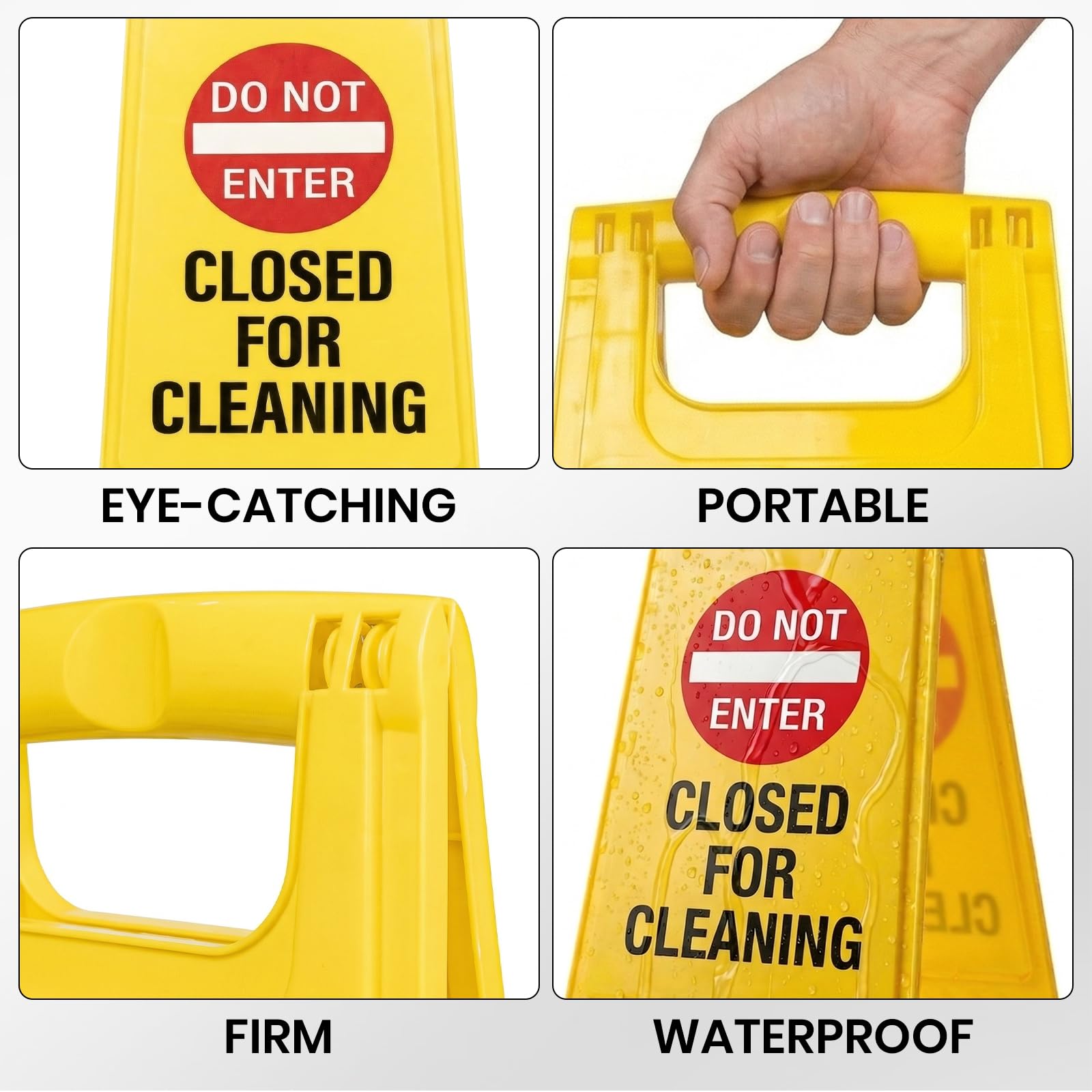 Lot de 2 panneaux d'avertissement pliables « Do Not Enter » de 61 x 30,5 cm - Panneaux de sécurité fermés pour le nettoyage - Panneau de sol pour qualité commerciale