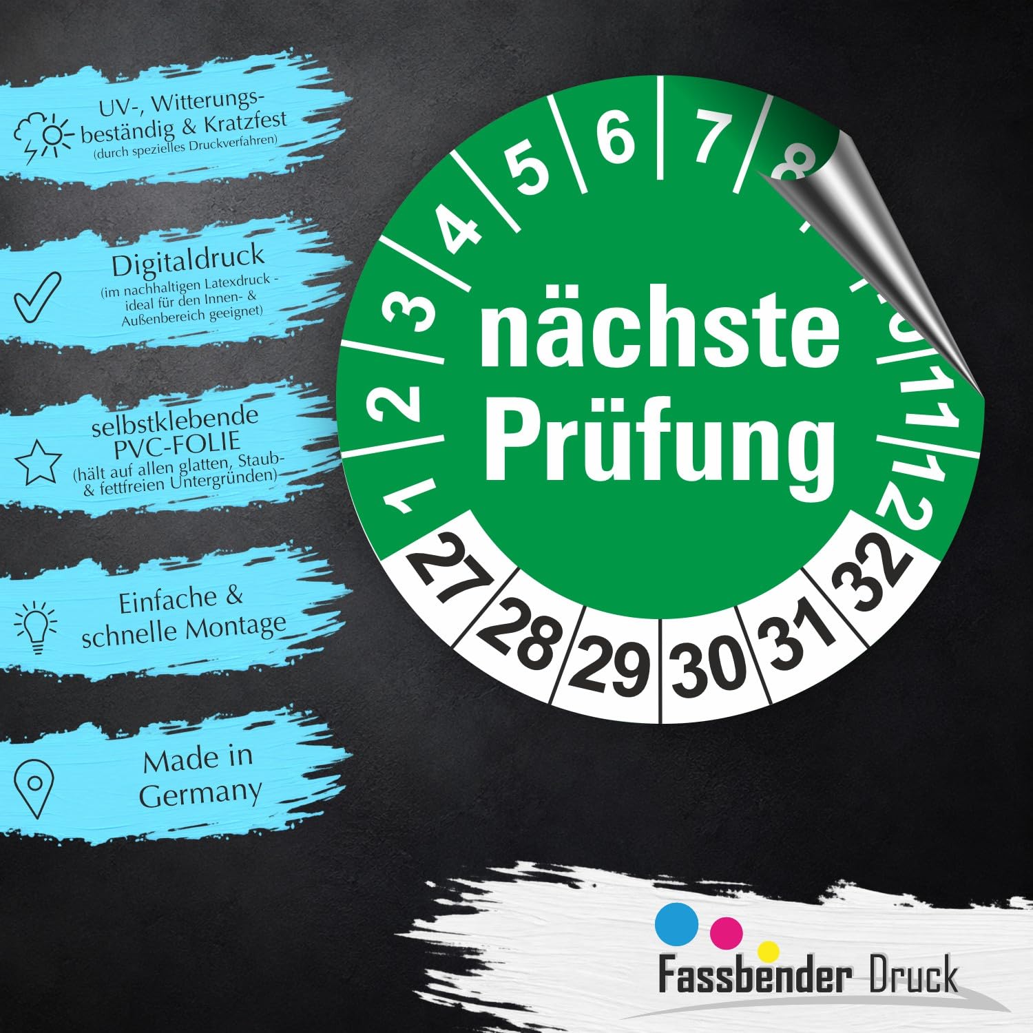 Hochwertige Prüfetiketten NÄCHSTE PRÜFUNG Ø 20mm - Selbstklebende PVC-Folie - Wartungsetiketten für Prüfung - Prüfplakette für Prüfungsnachweis (1000 Stück)