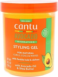 CANTU - Gel de Peinado con Aguacate - Sin Alcohol - Estiliza y Define - Ideal para Cabello - 524 g - Hidrata, Fijación S...